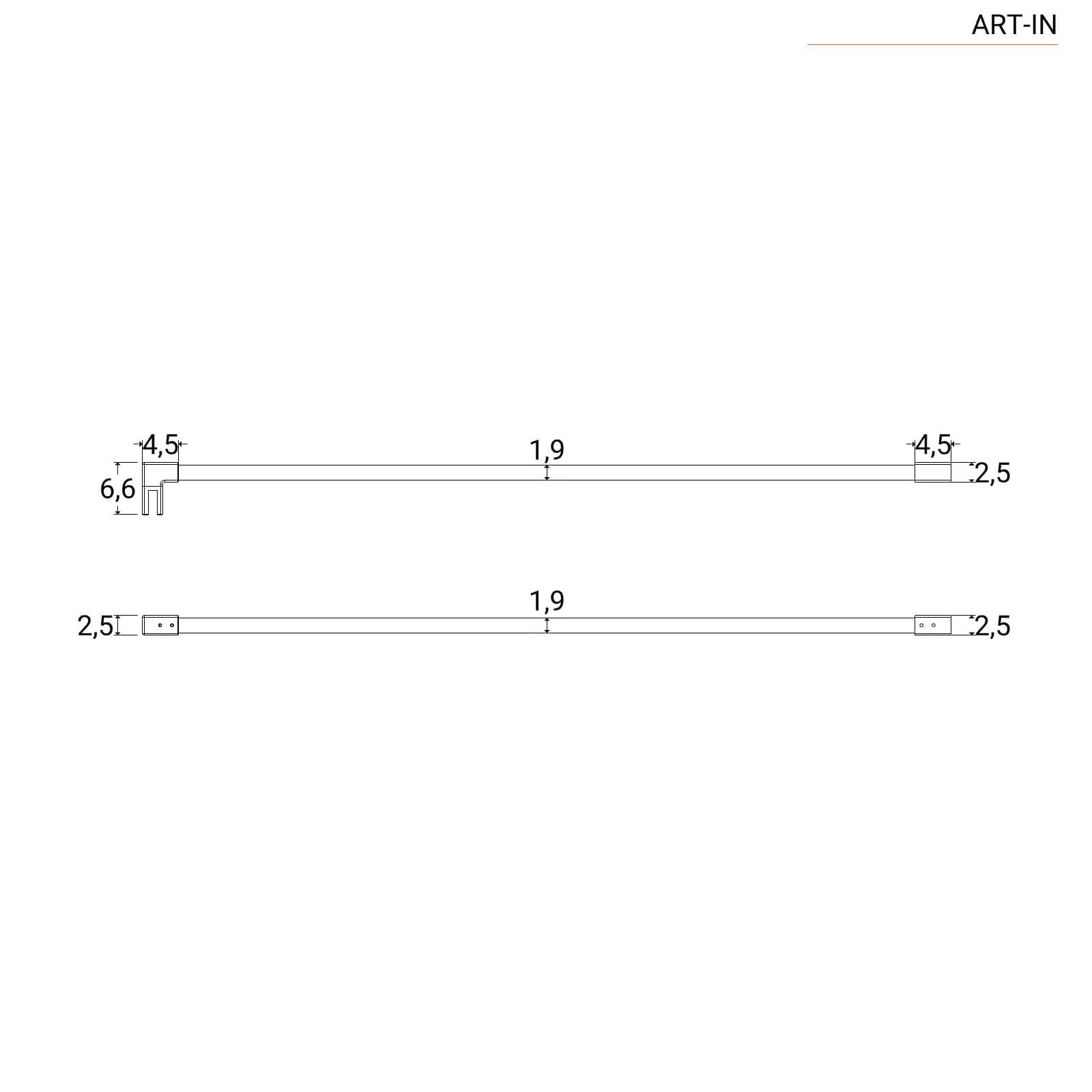 Braccio walk-in cm 120 acciaio cromato sezione quadrata riducibile