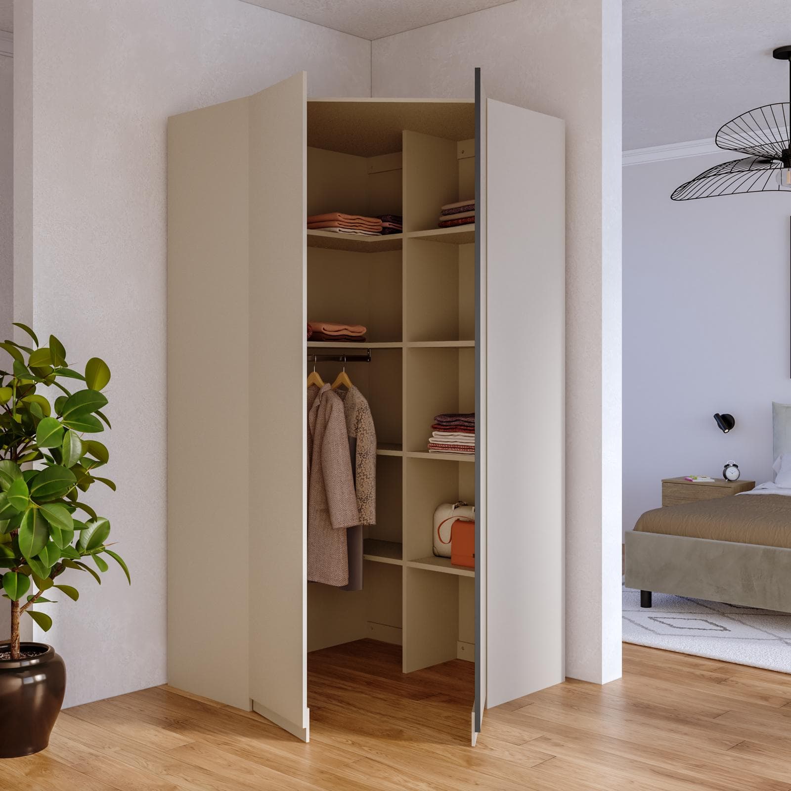 Cabina angolare 119x240h cm con 2 ante battenti cashmere - Berwin