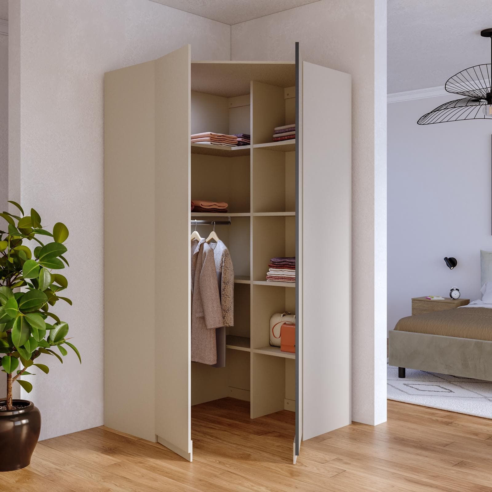Cabina angolare 119x240h cm con 2 ante battenti cashmere - Berwin
