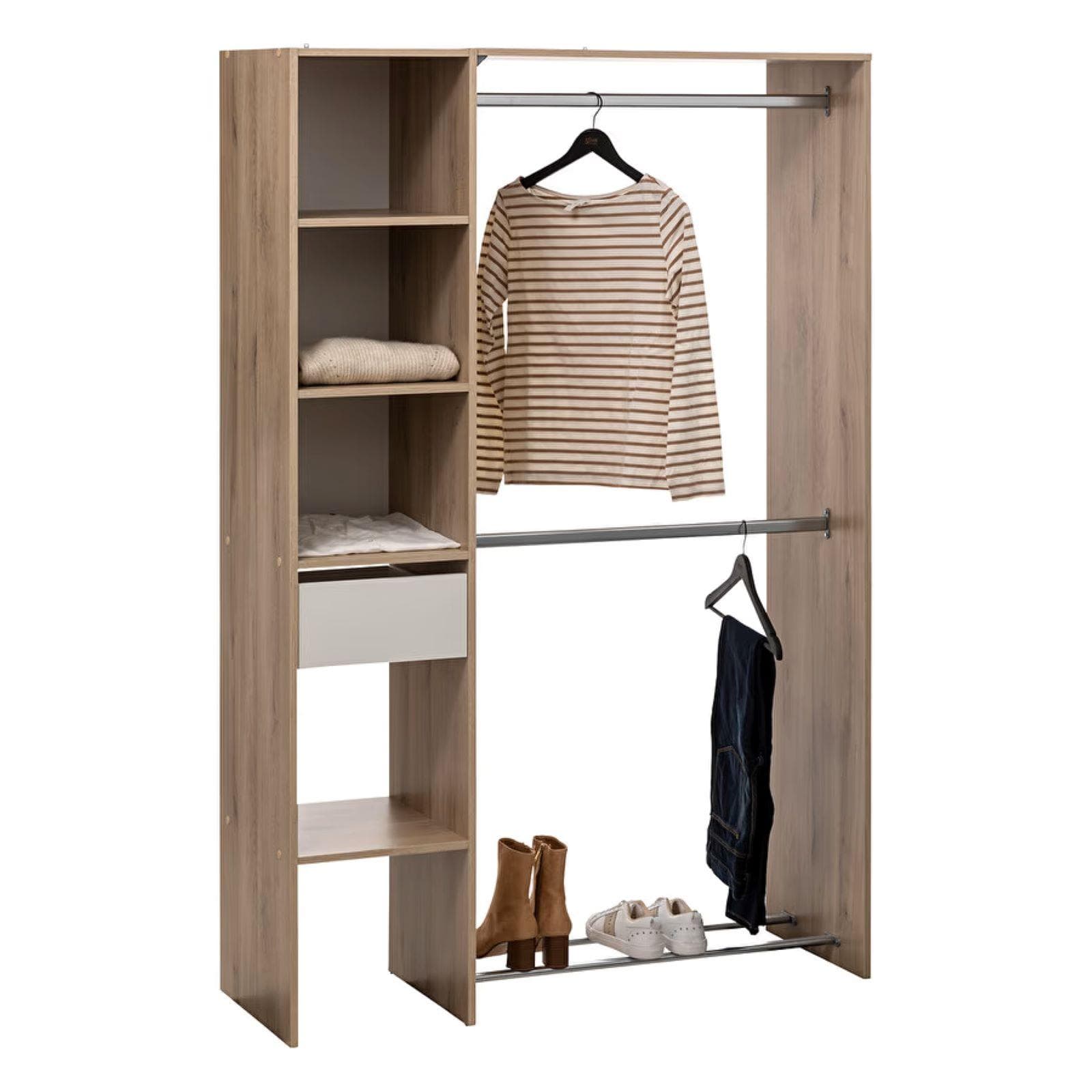 Cabina armadio 118x180h cm effetto rovere con cassetto e aste appendiabiti - Ashlin