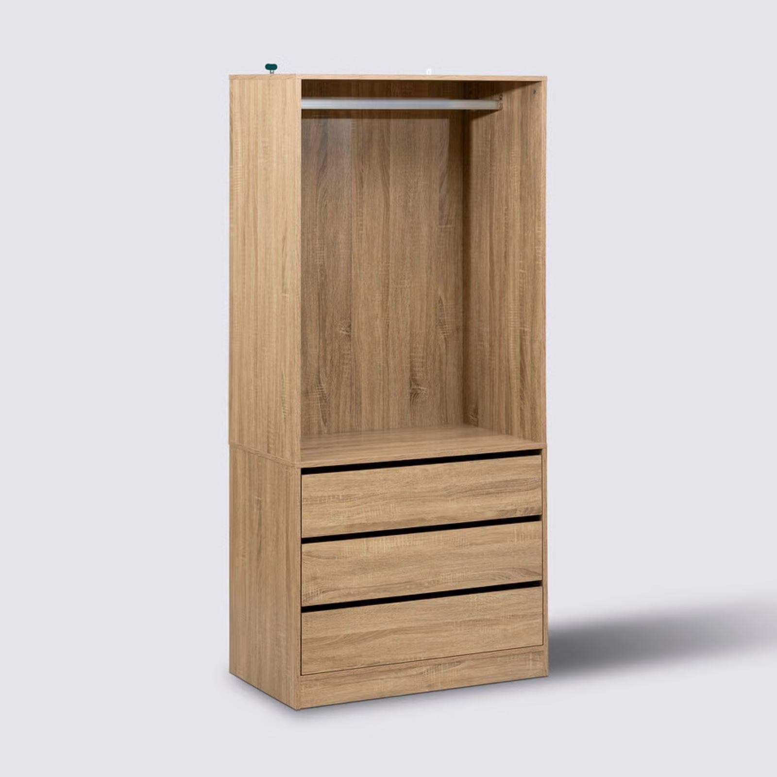 Cabina armadio 80x180h cm effetto rovere con 3 cassetti e asta appendiabiti - Ashlin
