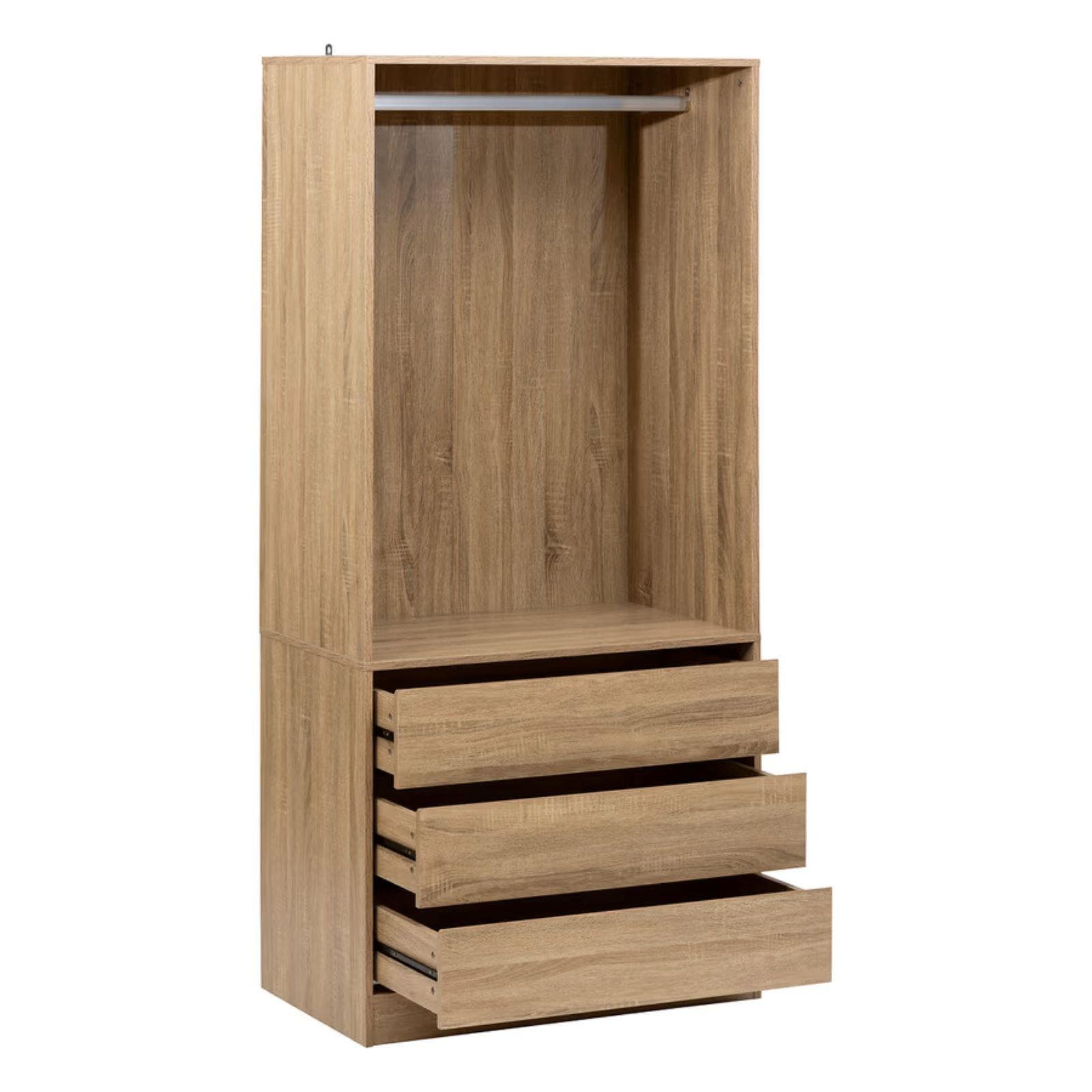 Cabina armadio 80x180h cm effetto rovere con 3 cassetti e asta appendiabiti - Ashlin