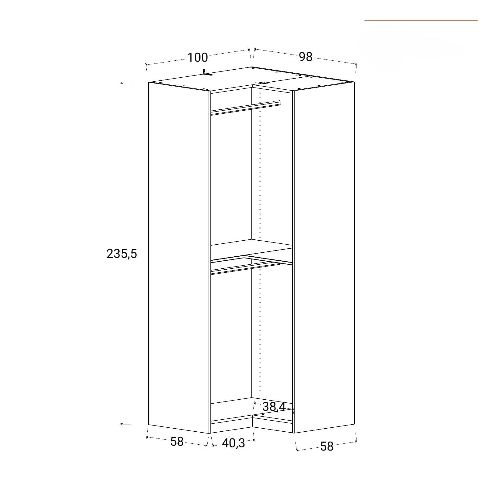 Cabina armadio angolare 100x236h cm bianco - Ventur