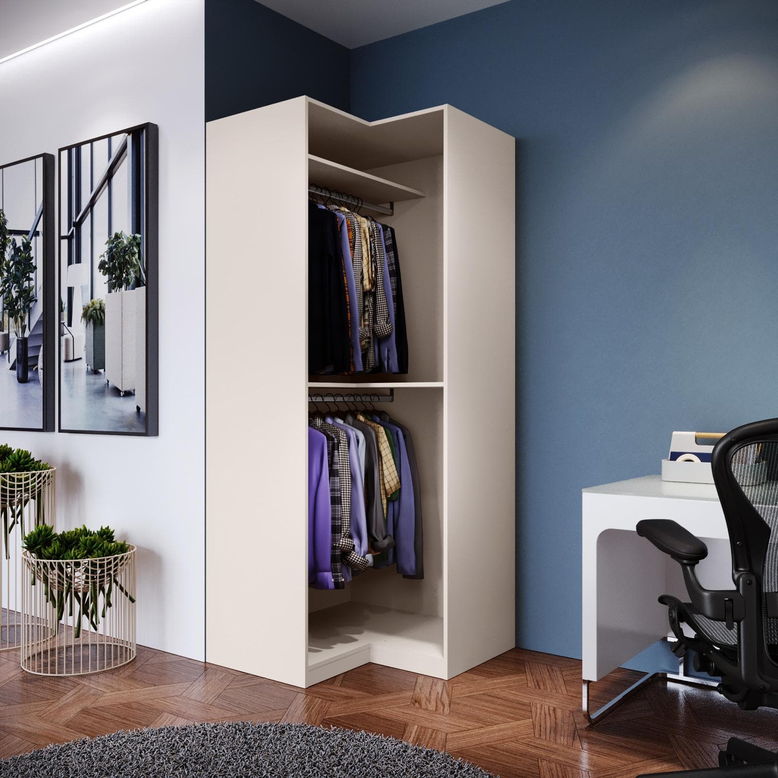 Cabina armadio angolare 100x236h cm cashmere - Ventur