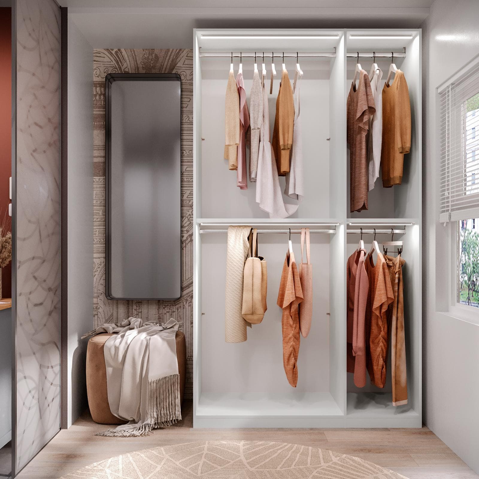 Cabina armadio modulare 135x240h cm bianco lucido - Carrie