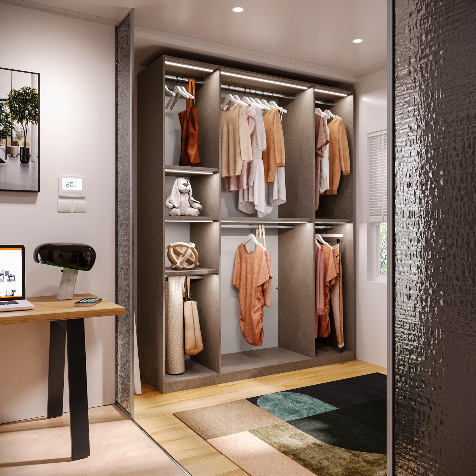 Cabina armadio accessoriata 183x240h cm bronzo - Carrie