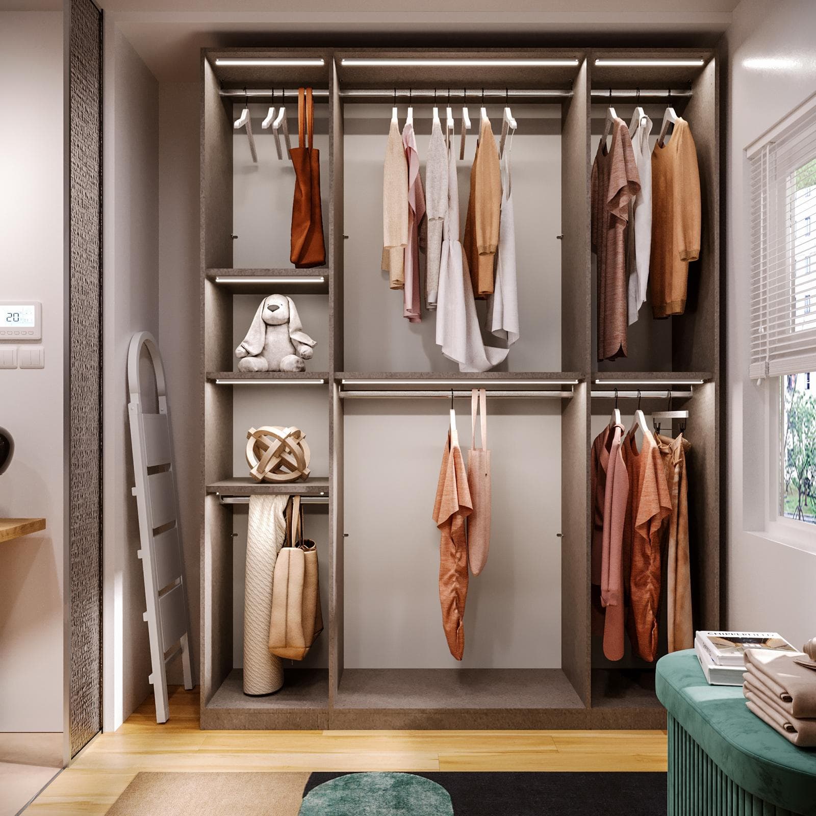 Cabina armadio accessoriata 183x240h cm bronzo - Carrie