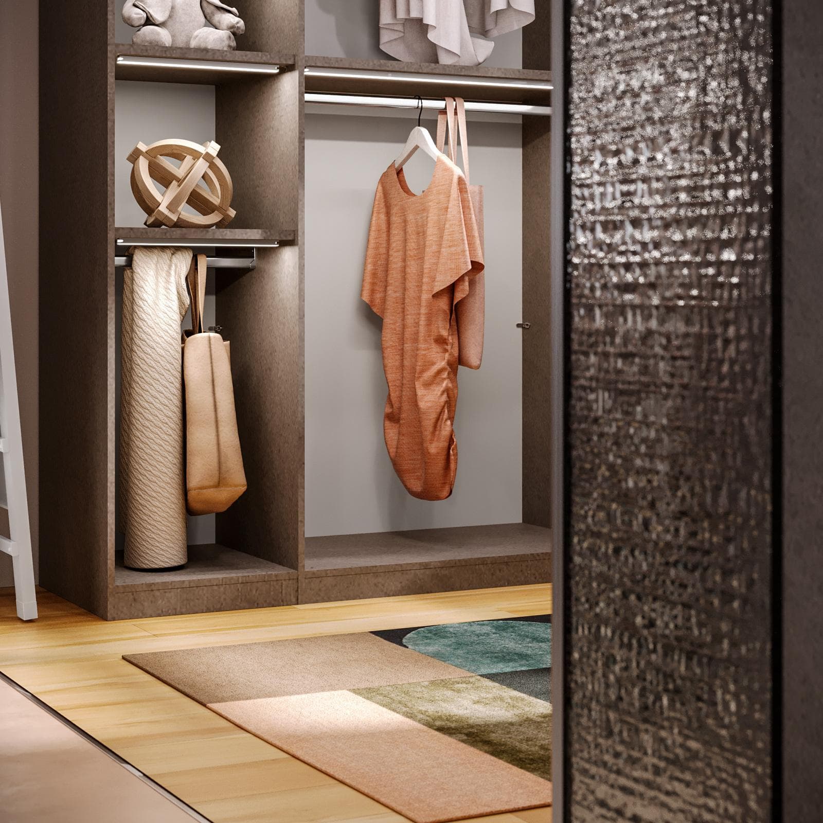 Cabina armadio accessoriata 183x240h cm bronzo - Carrie
