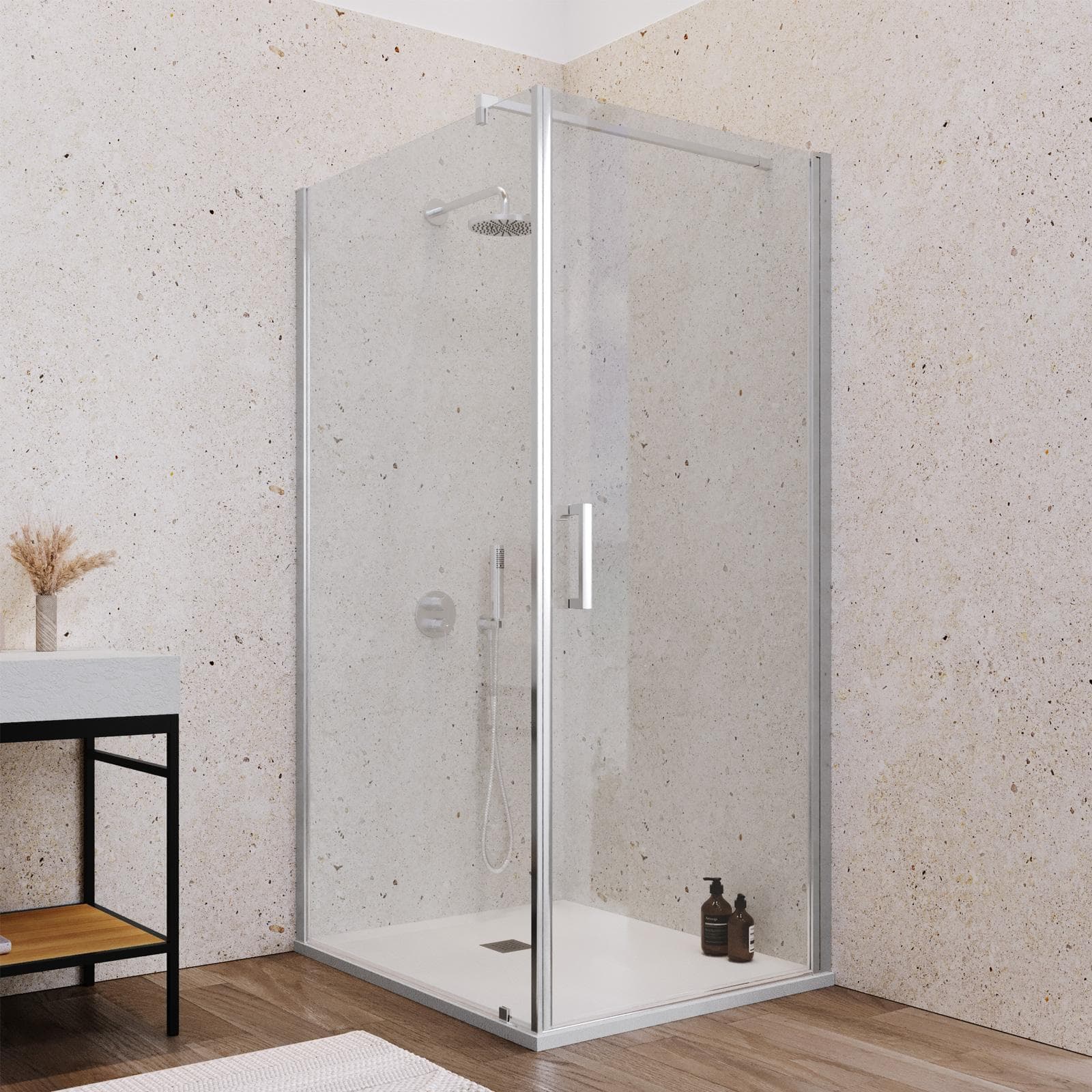 Box doccia 120X90 cm battente con vetro anticalcare trasparente e profilo cromo 200h - Artego