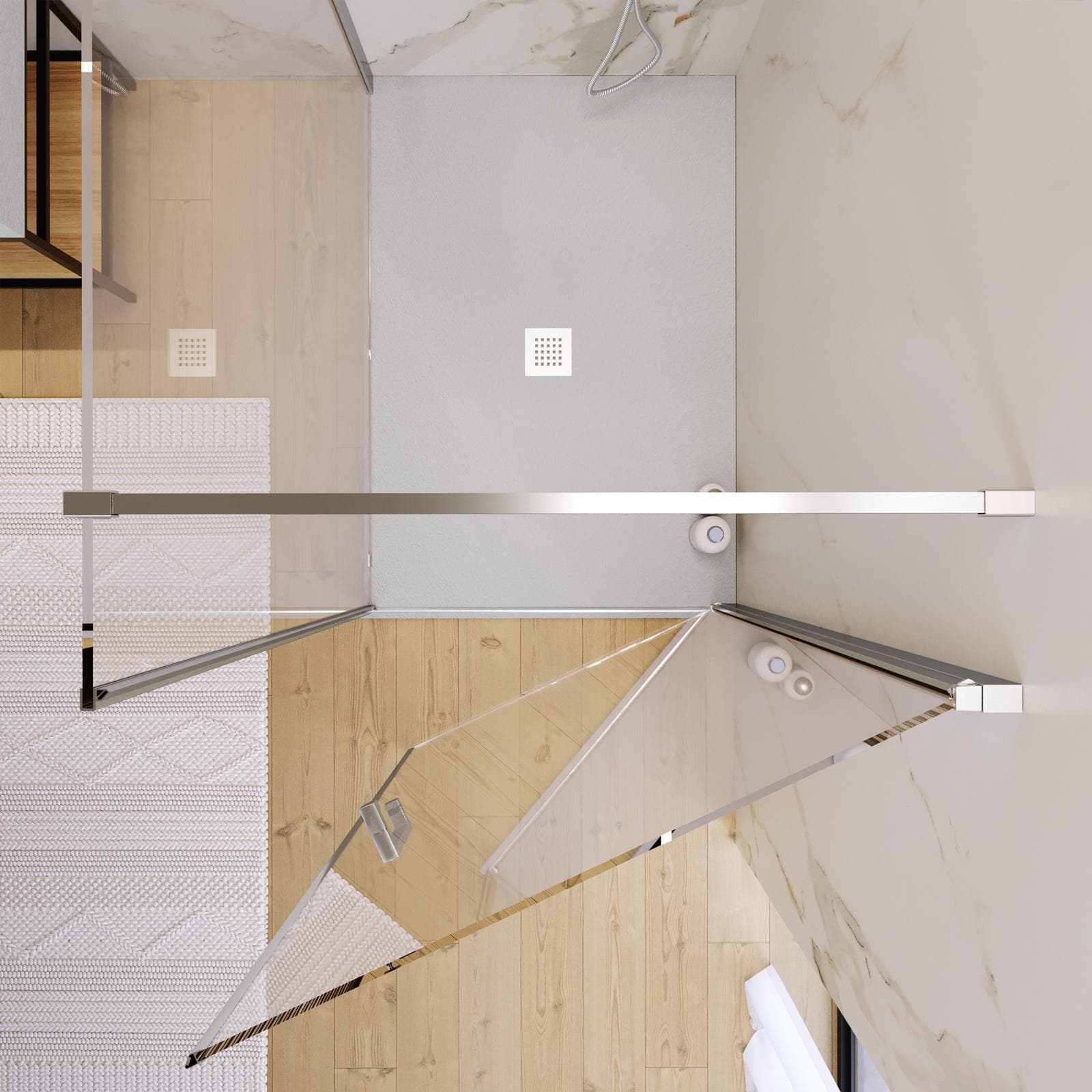 Box doccia 130X90 cm battente con vetro anticalcare trasparente e profilo cromo 200h - Artego