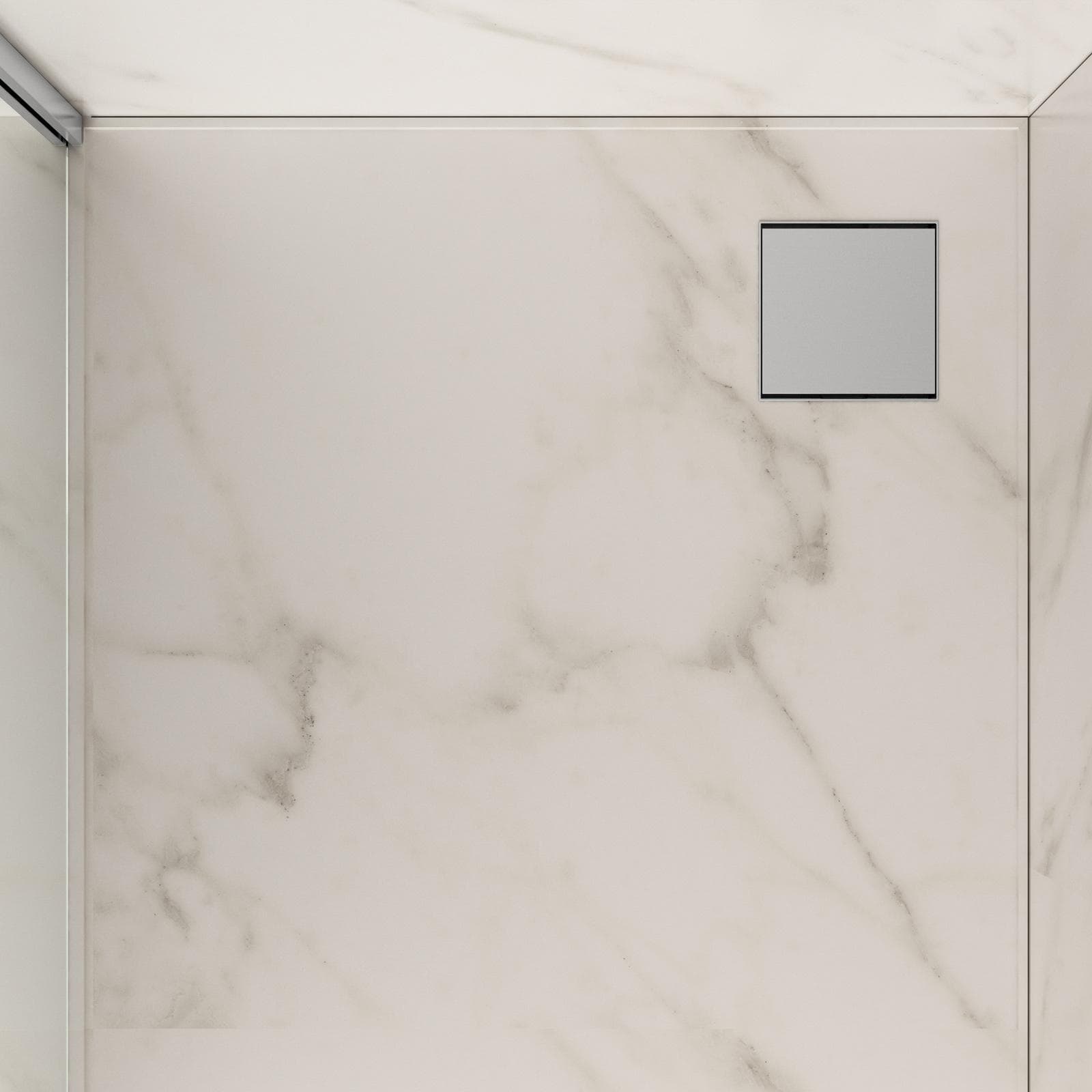 Canalina di scarico doccia quadrata 15x15 cm in acciaio inox spazzolato