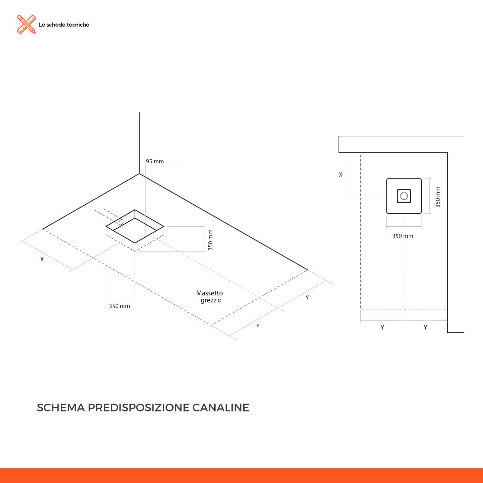 Canalina di scarico doccia quadrata 15x15 cm in acciaio inox spazzolato