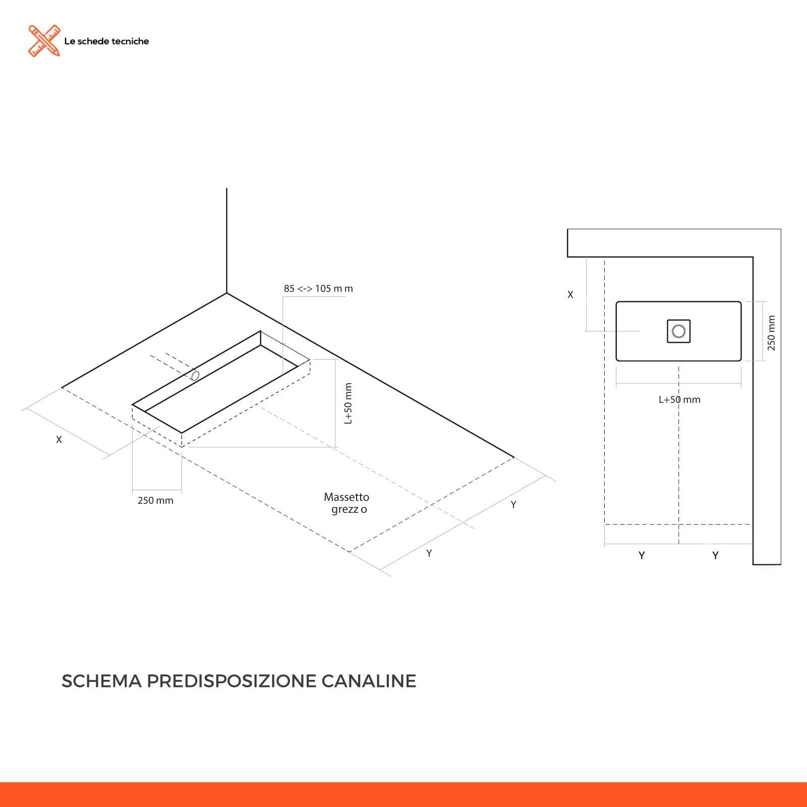 Canalina di scarico doccia rettangolare 70 cm in acciaio INOX spazzolato