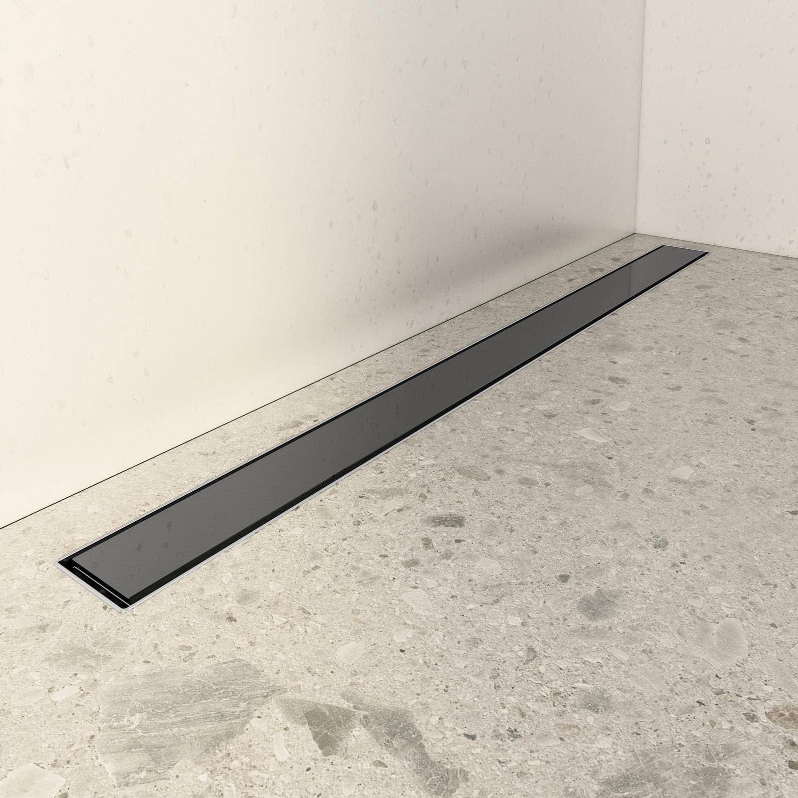 Canalina doccia 80 cm cover in vetro nero temperato - Stiletto