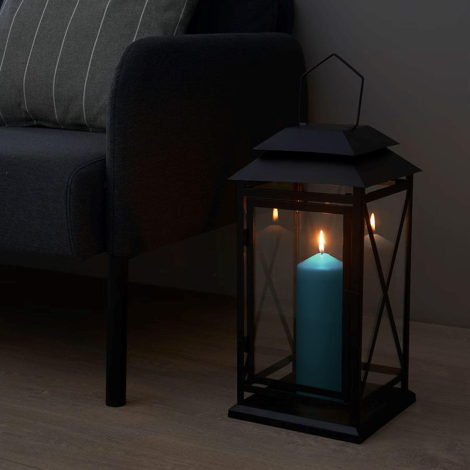 Candela 14h cm blu pavone con durata di combustione 38 ore