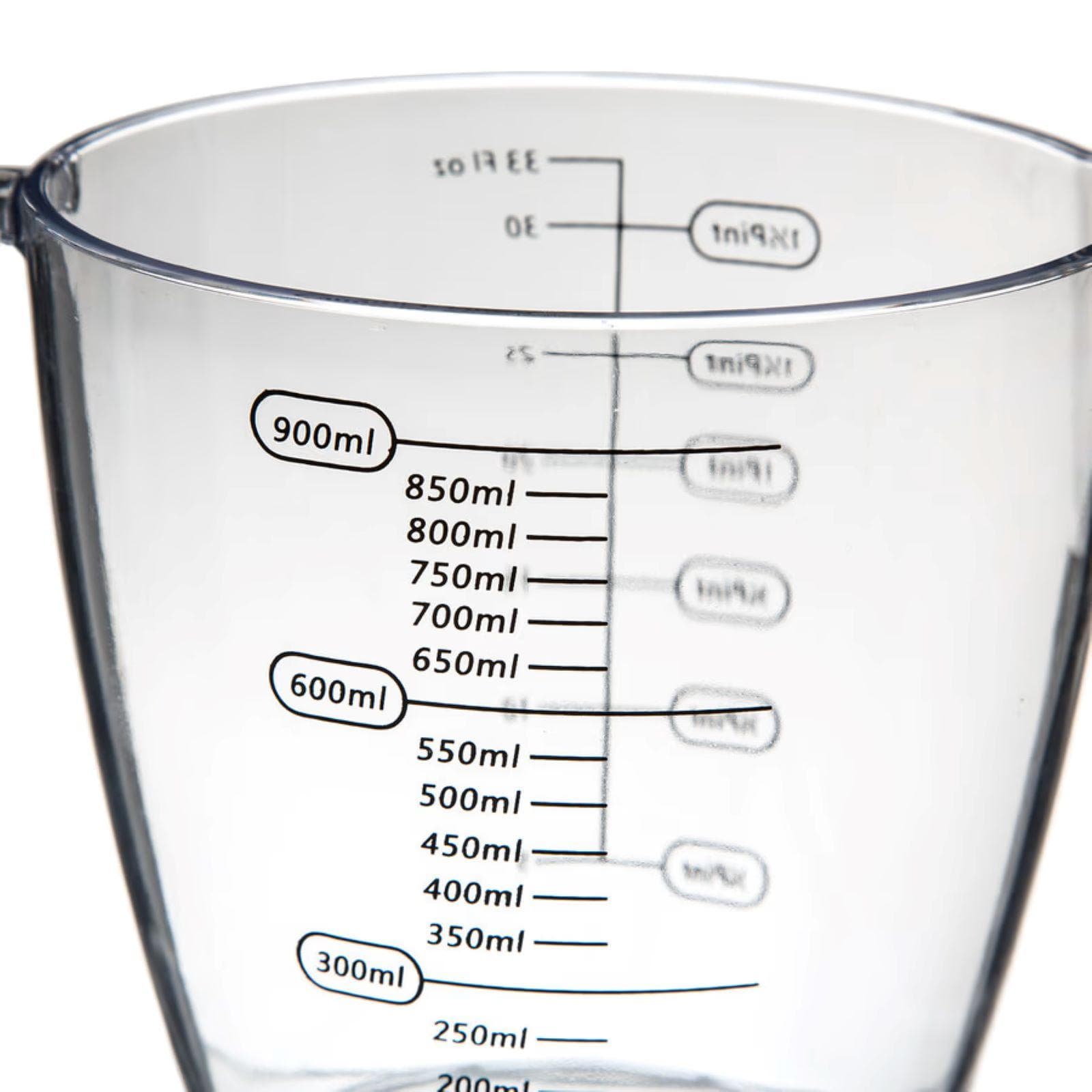 Caraffa graduata 900 ml trasparente e manico antiscivolo