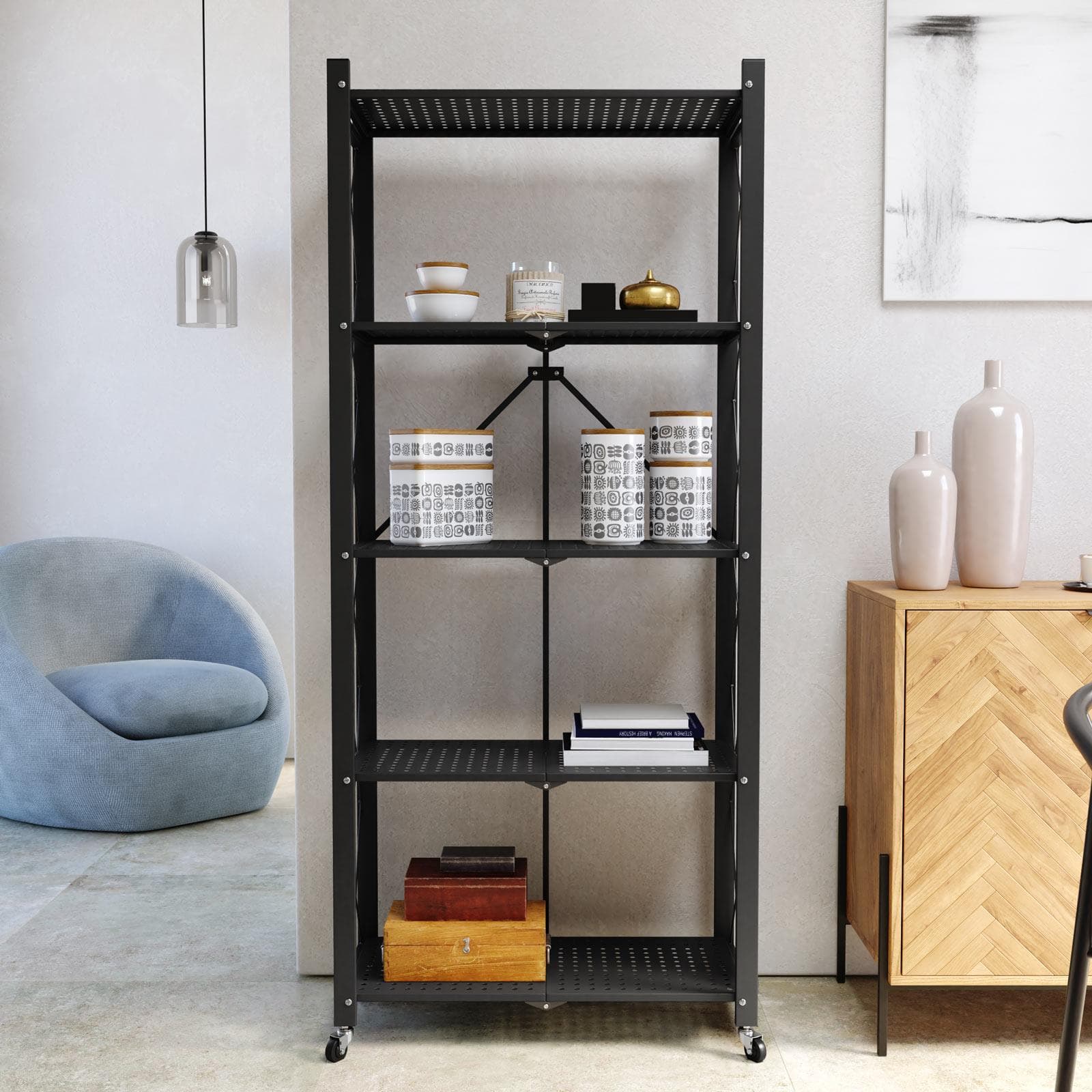 Carrello 5 ripiani in metallo nero - Gael