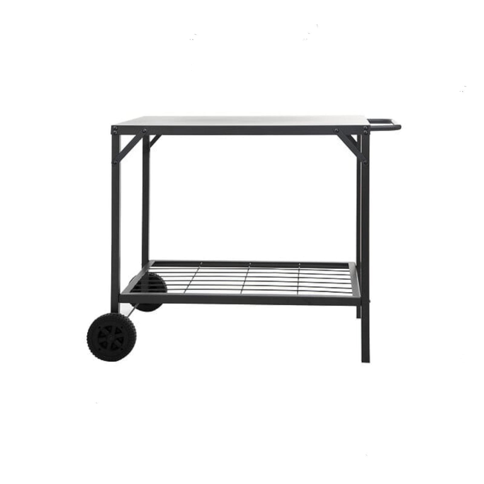 Carrello per plancha 90x58x75 h cm in acciaio nero con ruote e maniglia - Maby