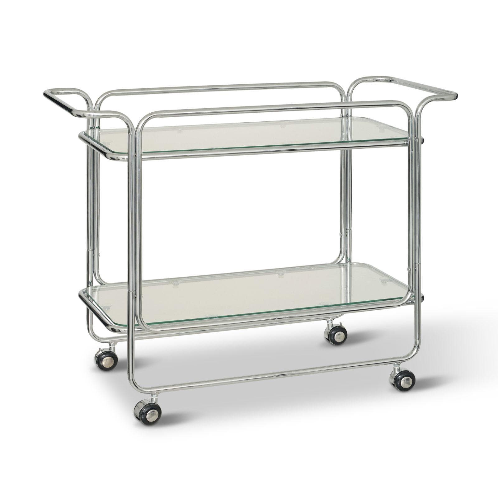 Carrello portaoggetti 92x71h cm in acciaio cromo e specchi - Milena