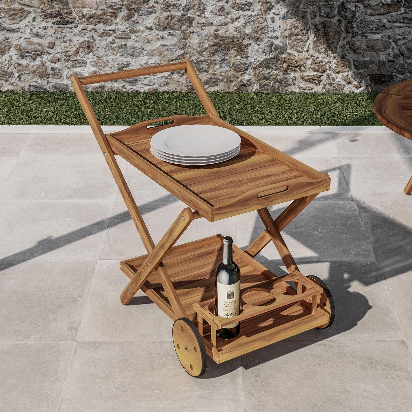 Carrello portavivande in legno di acacia - Paja