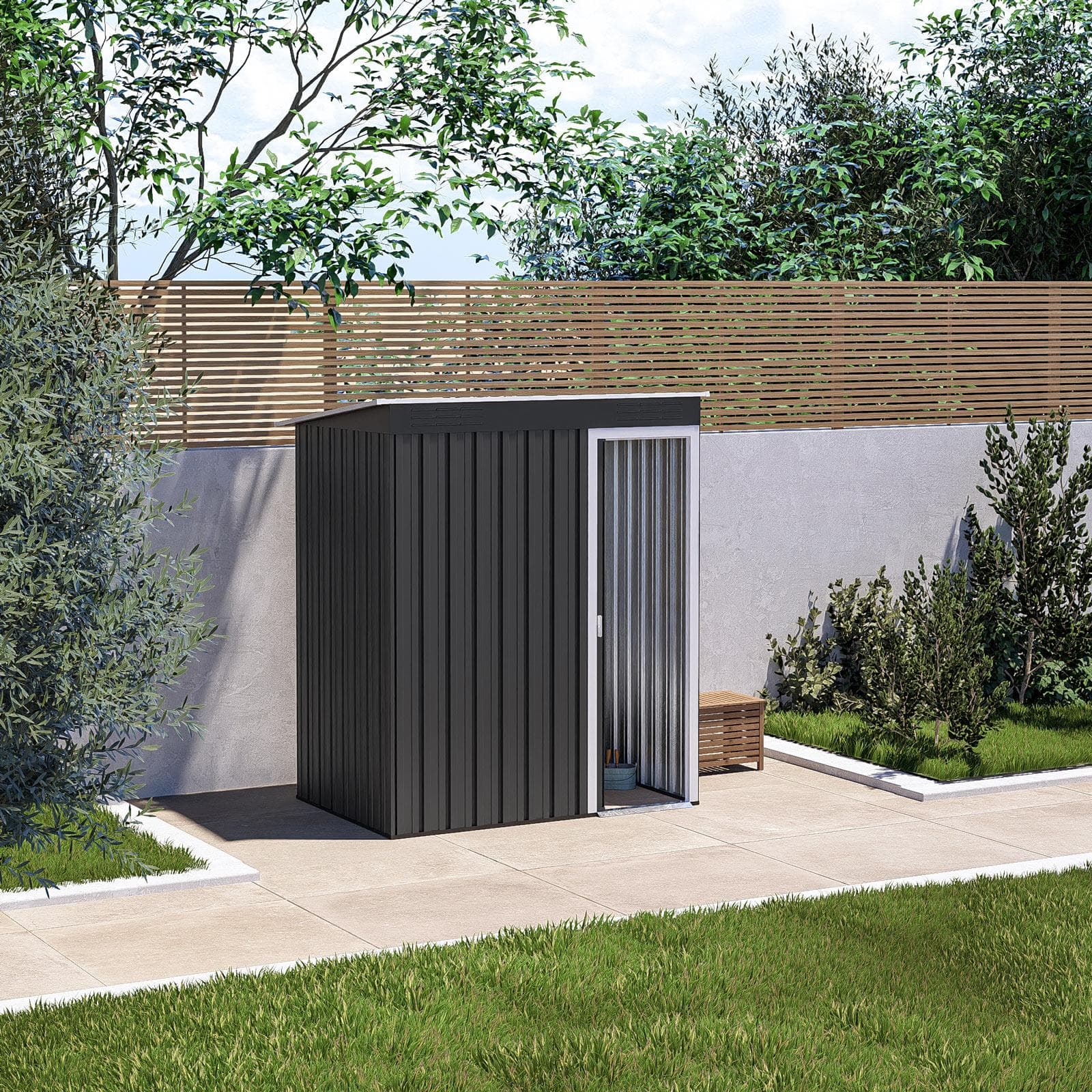 Casetta ricovero attrezzi da giardino 150x90x180h cm in acciaio antracite - Bleir