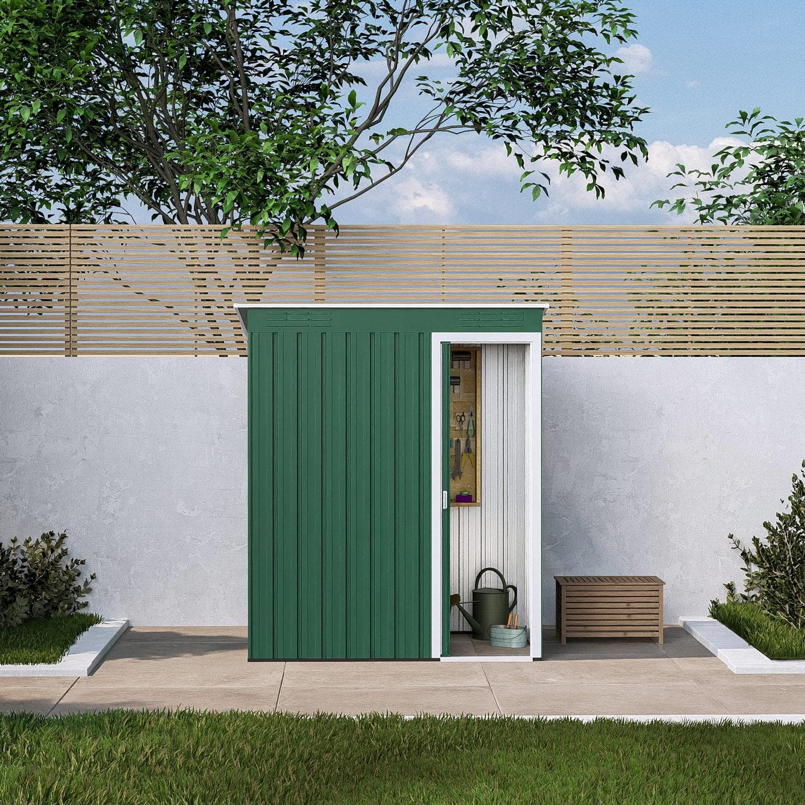 Casetta ricovero attrezzi da giardino 150x90x180h cm in acciaio verde - Bleir