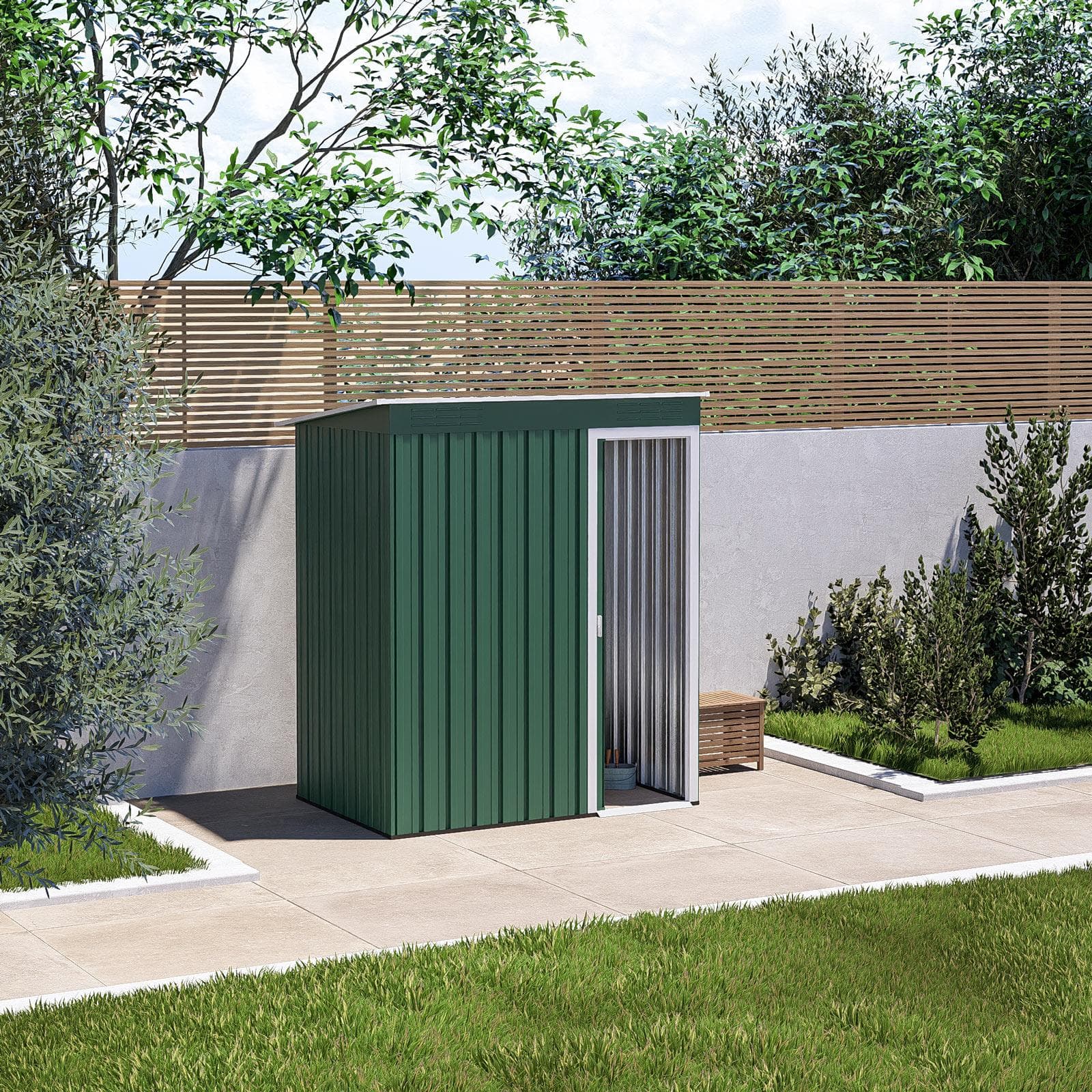 Casetta ricovero attrezzi da giardino 150x90x180h cm in acciaio verde - Bleir