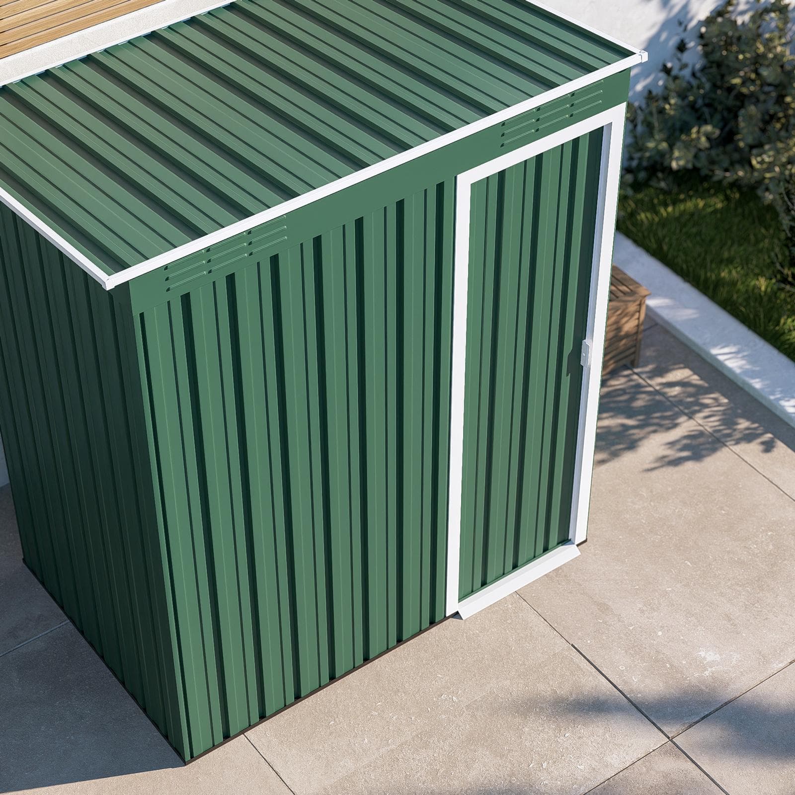 Casetta ricovero attrezzi da giardino 150x90x180h cm in acciaio verde - Bleir