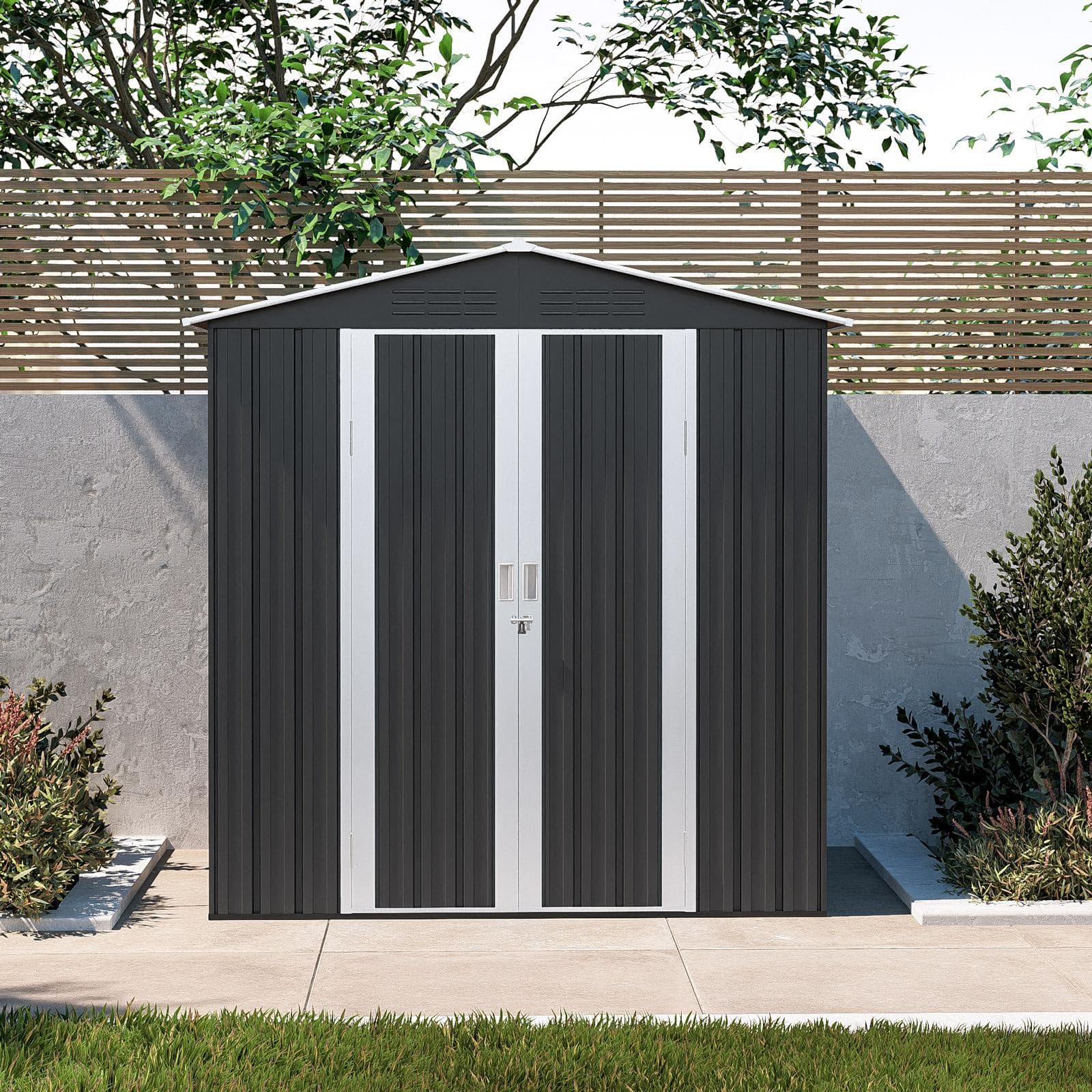 Casetta ricovero attrezzi da giardino 180x120x196h cm in acciaio antracite - Bleir