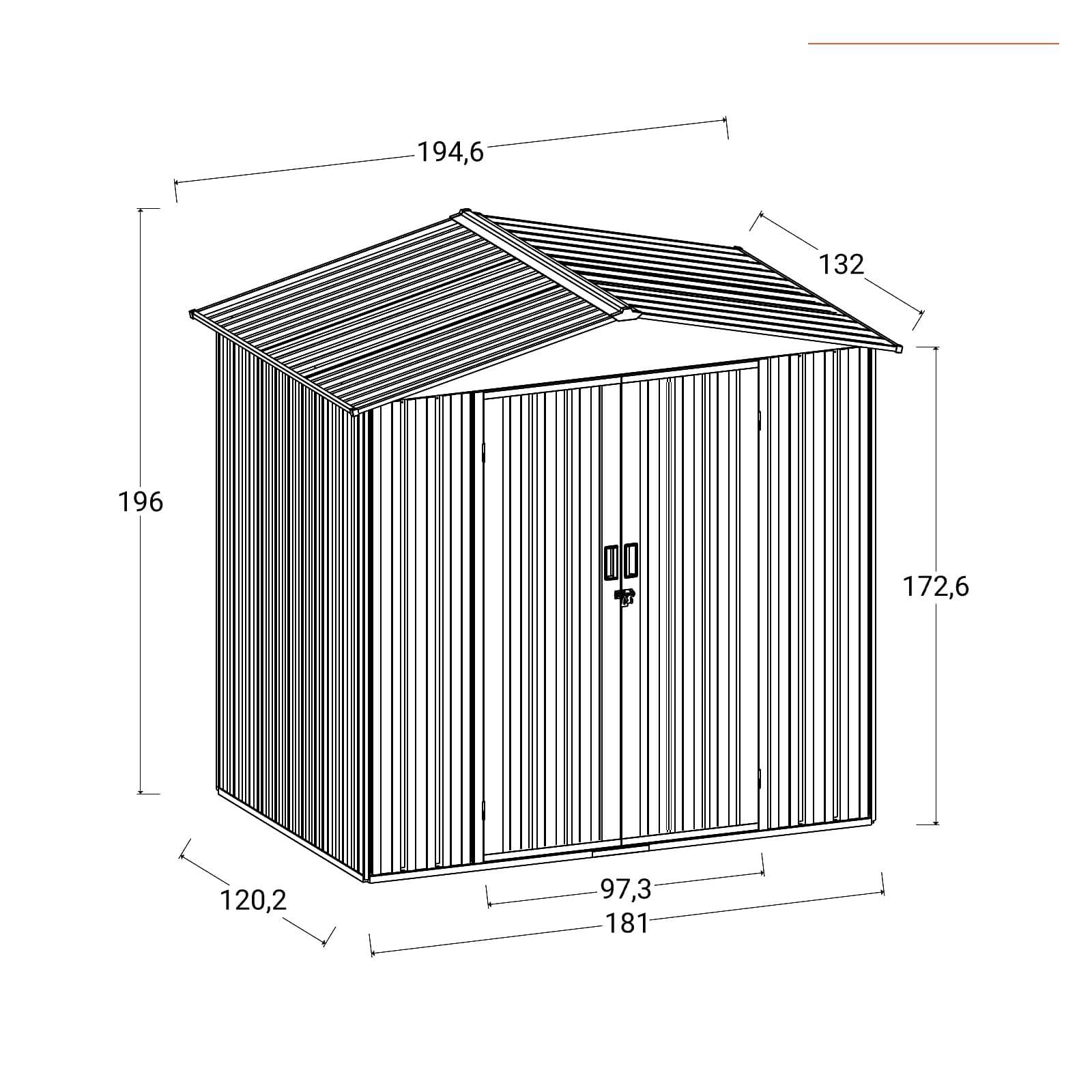 Casetta ricovero attrezzi da giardino 180x120x196h cm in acciaio antracite - Bleir