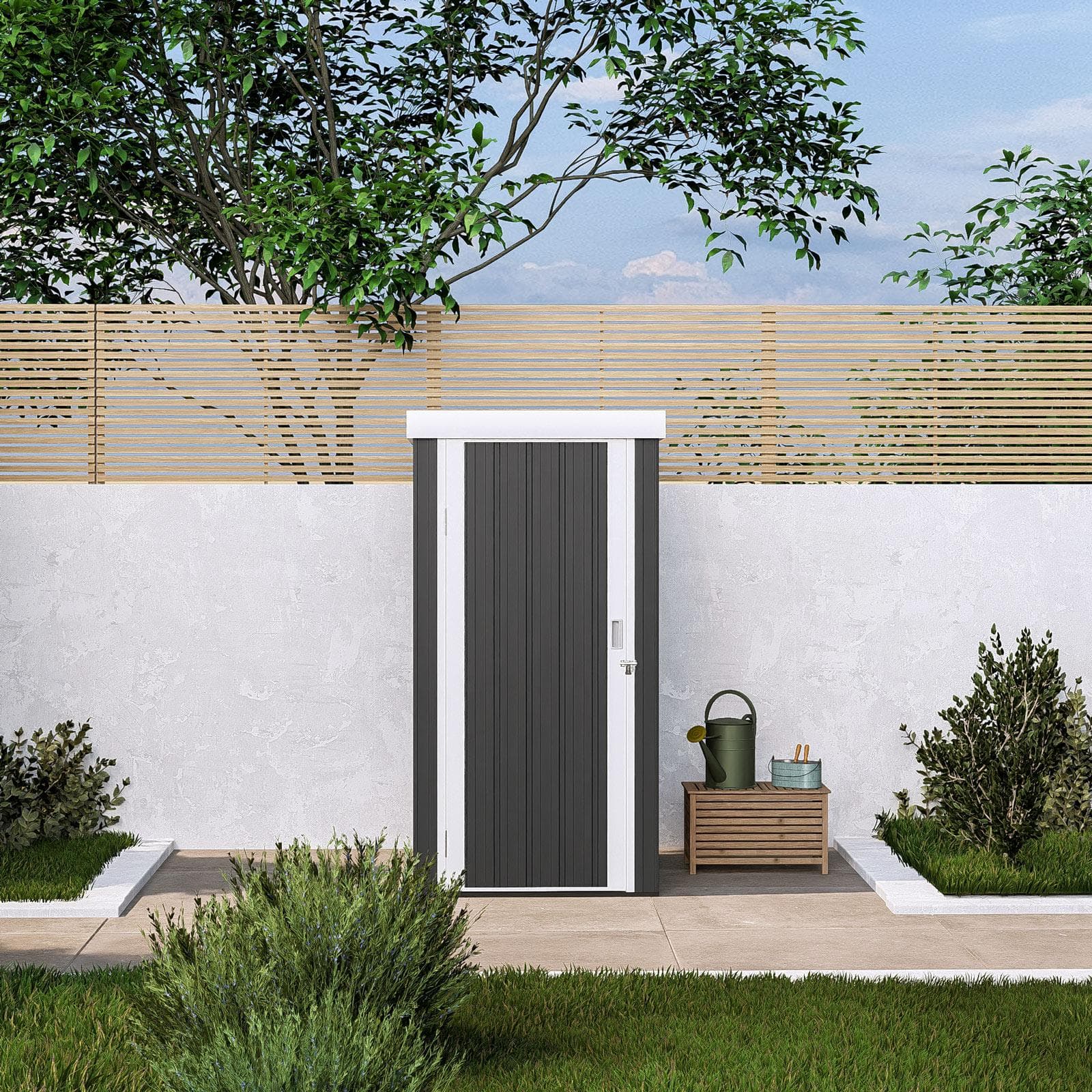 Casetta ricovero attrezzi da giardino 96x97x182h cm in acciaio antracite - Bleir