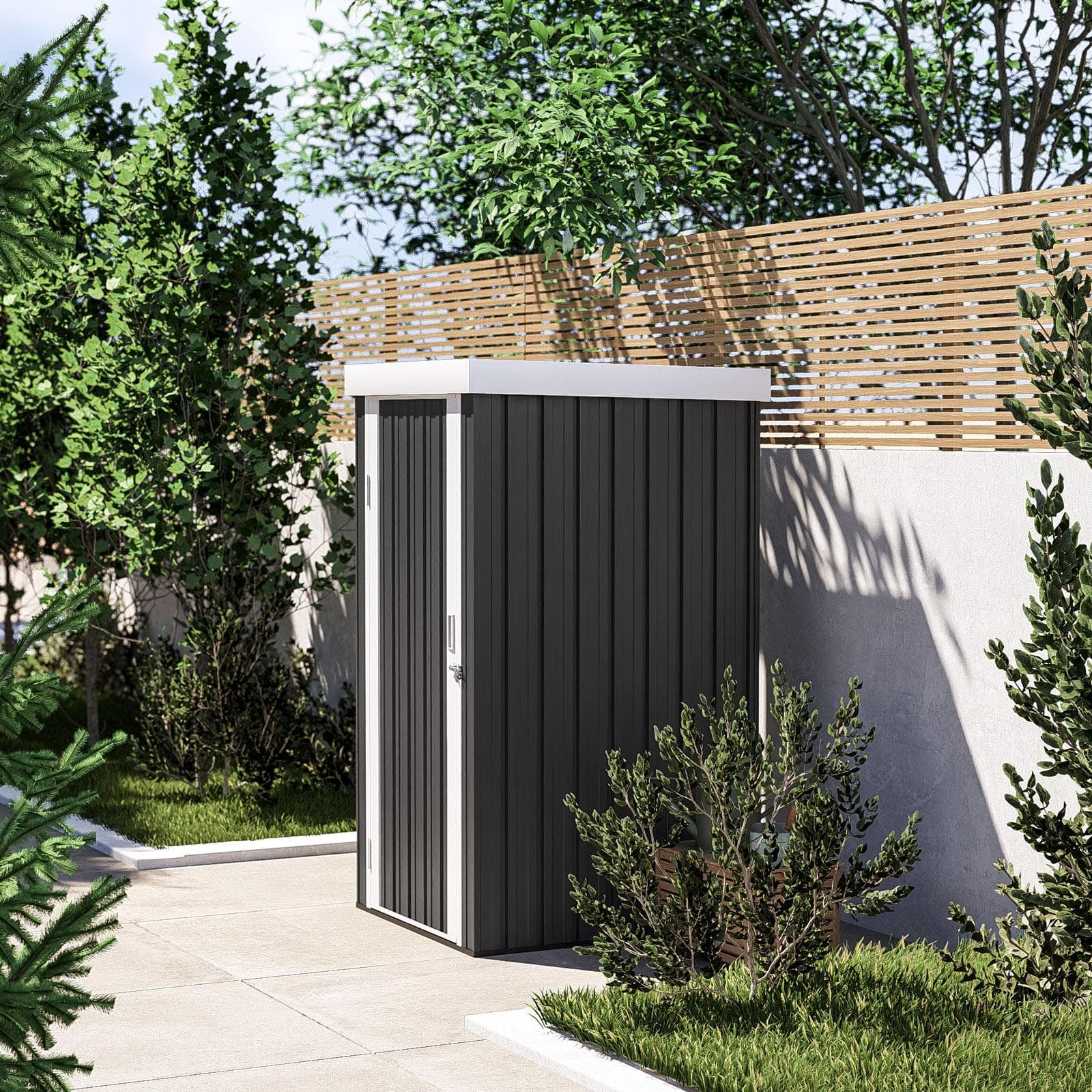 Casetta ricovero attrezzi da giardino 96x97x182h cm in acciaio antracite - Bleir