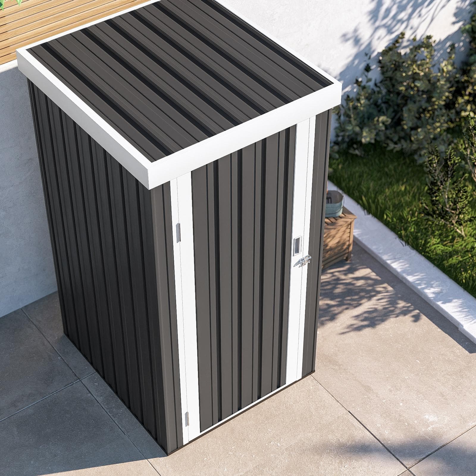 Casetta ricovero attrezzi da giardino 96x97x182h cm in acciaio antracite - Bleir