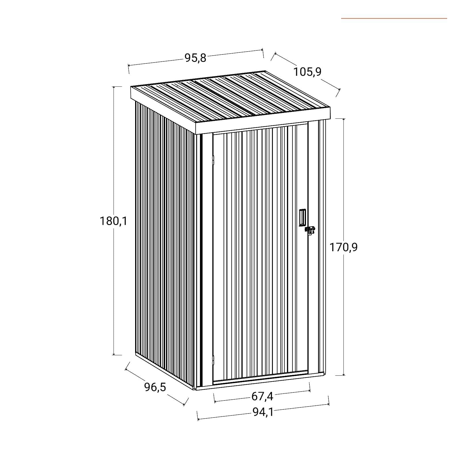 Casetta ricovero attrezzi da giardino 96x97x182h cm in acciaio antracite - Bleir