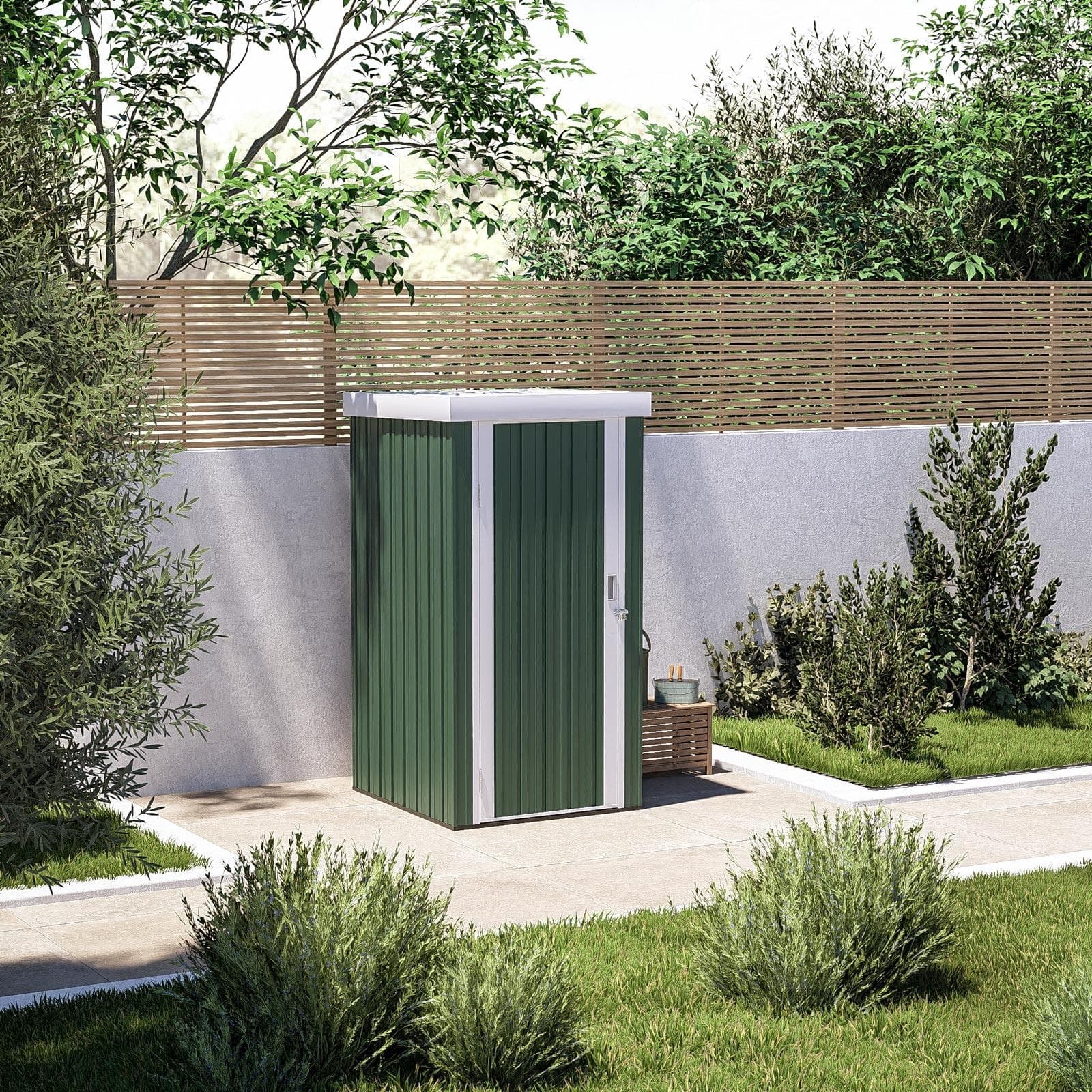 Casetta ricovero attrezzi da giardino 96x97x182h cm in acciaio verde - Bleir