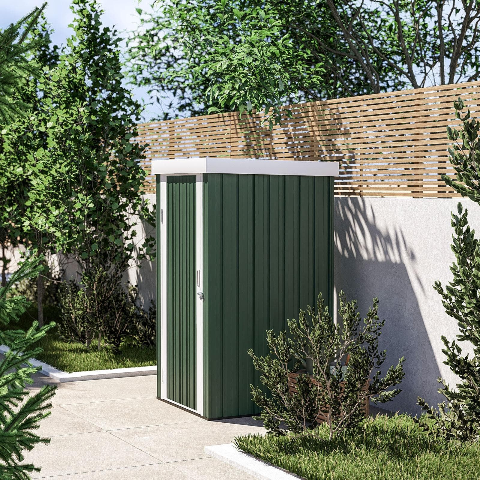Casetta ricovero attrezzi da giardino 96x97x182h cm in acciaio verde - Bleir