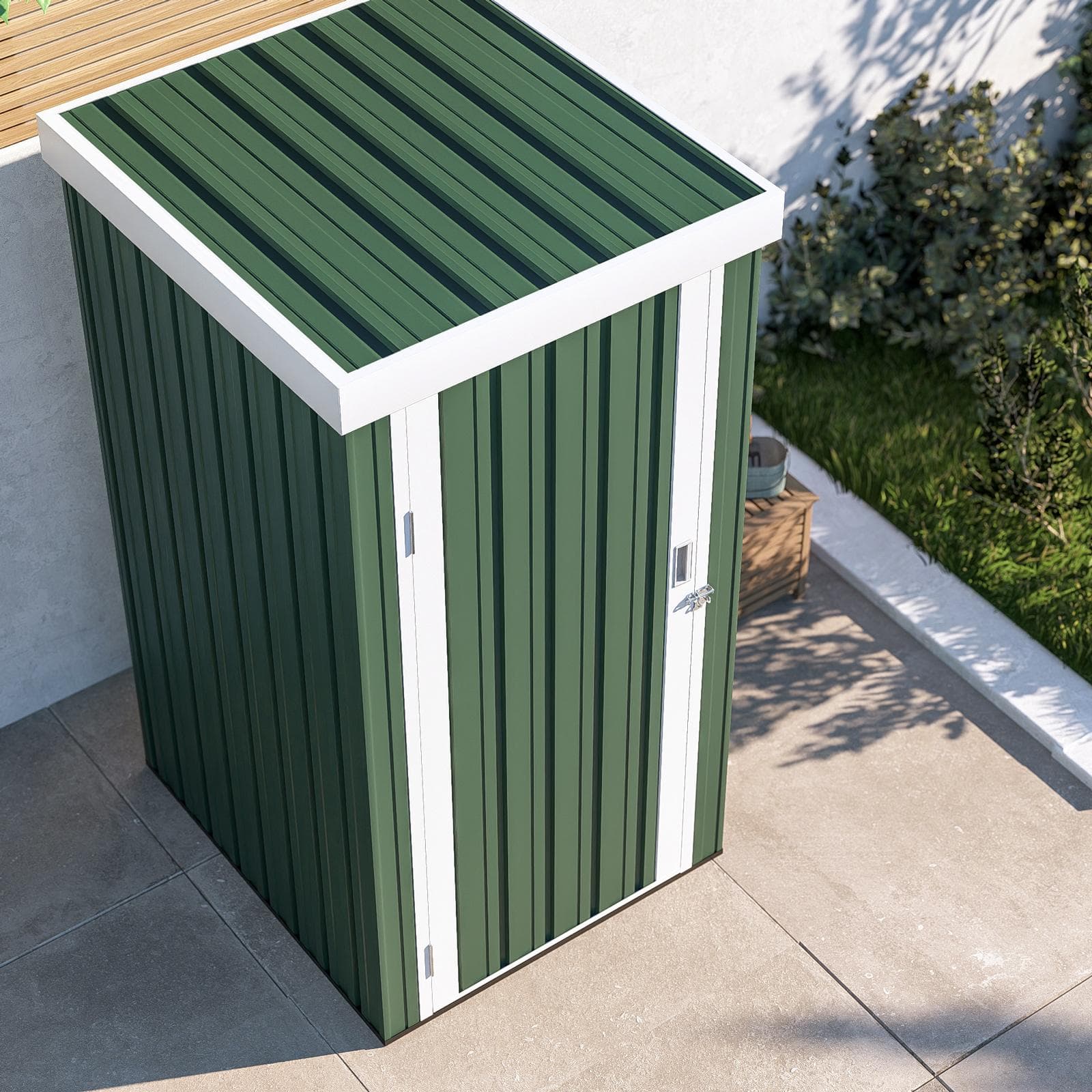Casetta ricovero attrezzi da giardino 96x97x182h cm in acciaio verde - Bleir