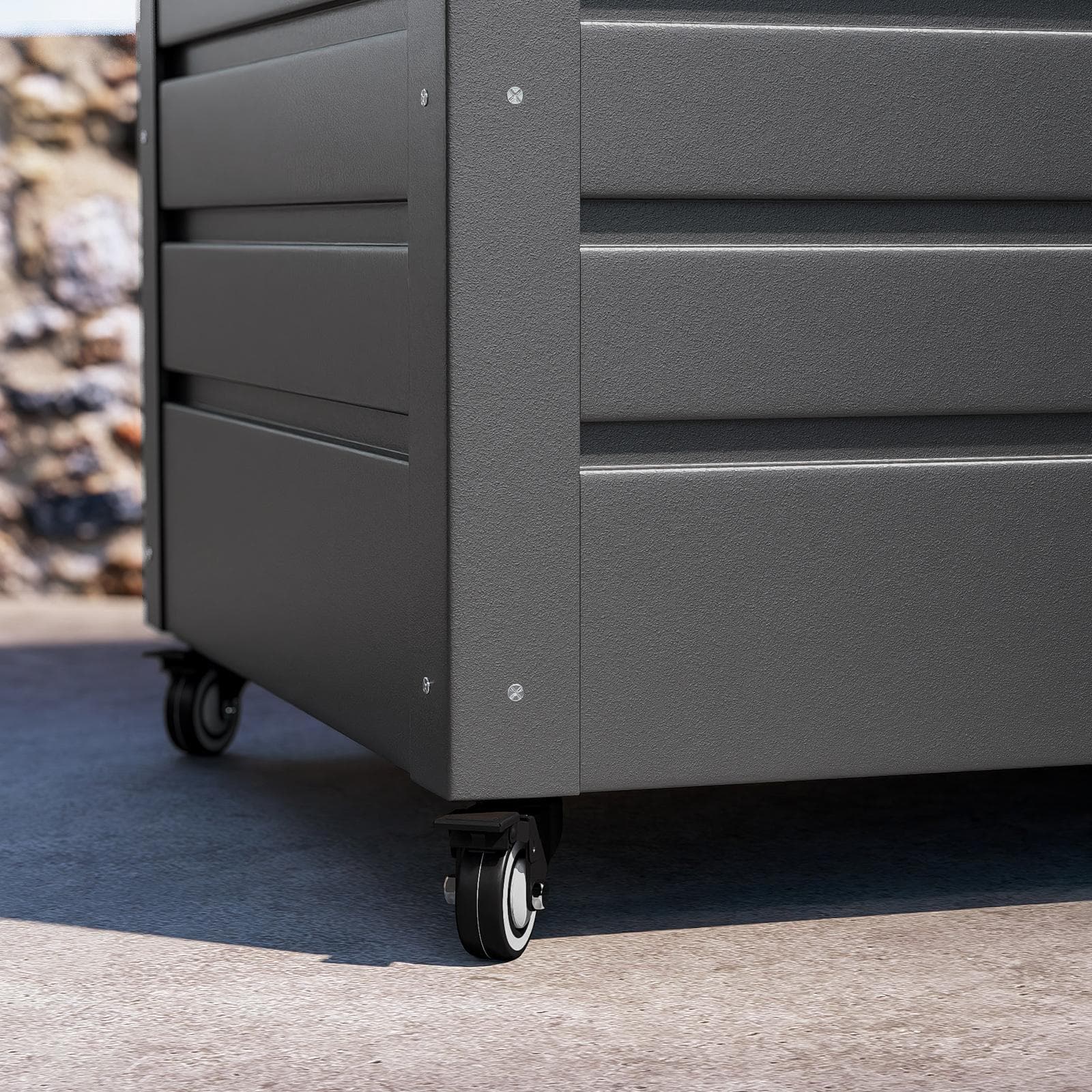 Baule contenitore con ruote 130x61x64h cm in alluminio antracite - Carioca