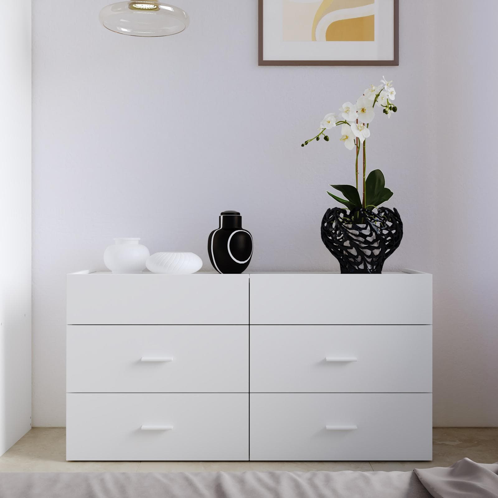 Cassettiera 120x62h cm con 6 cassetti bianco - Axel