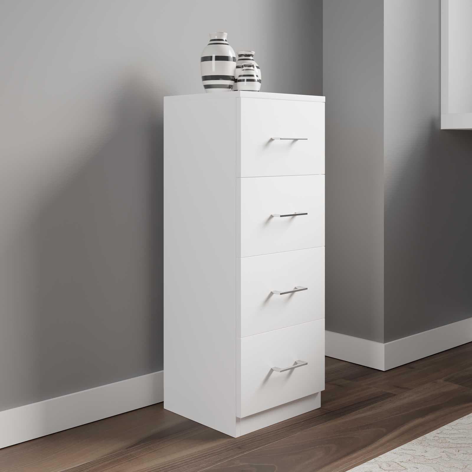 Cassettiera 31 cm in legno bianco con 4 cassetti - Aralia