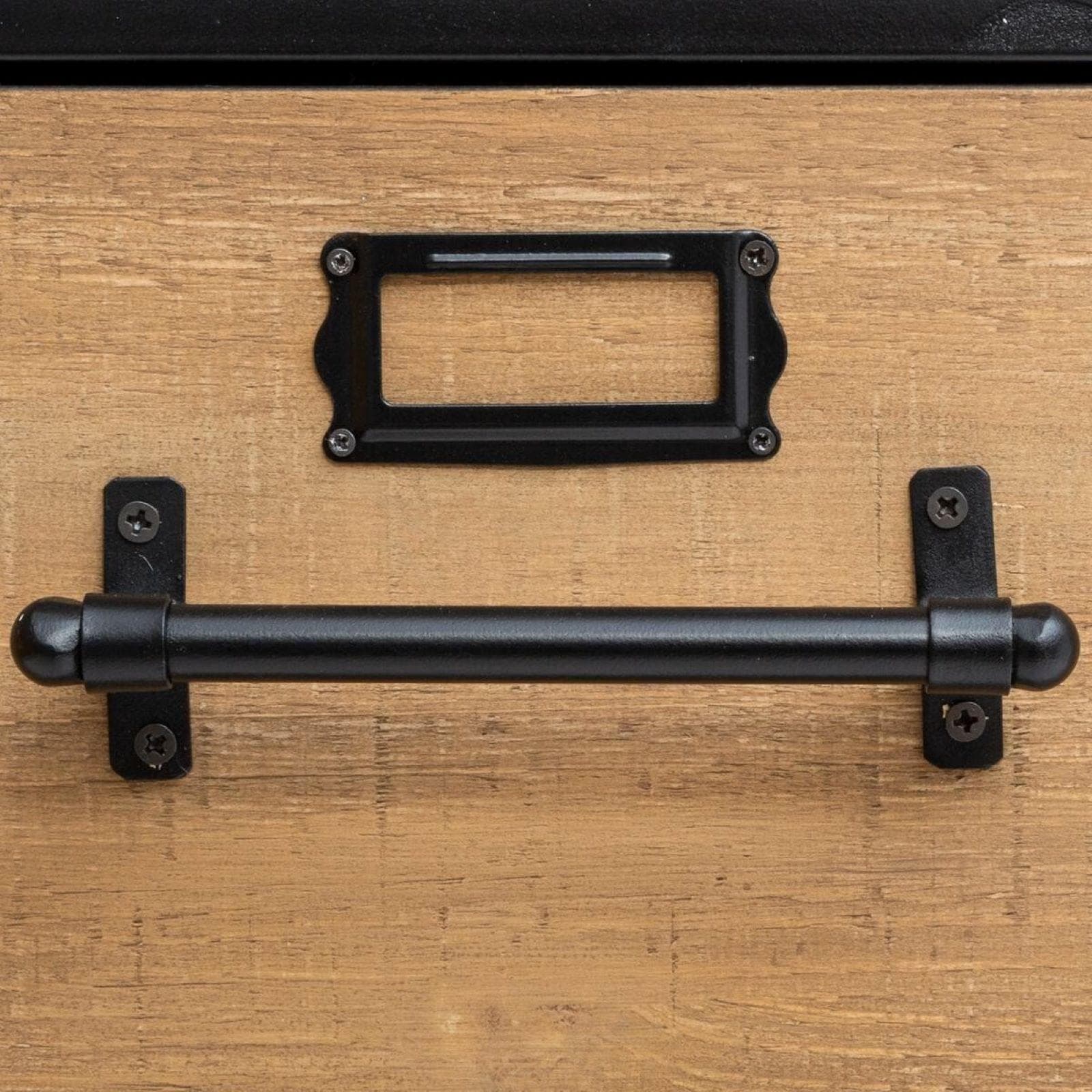 Cassettiera 42x87h cm in metallo nero con 5 cassetti in legno naturale - Manon
