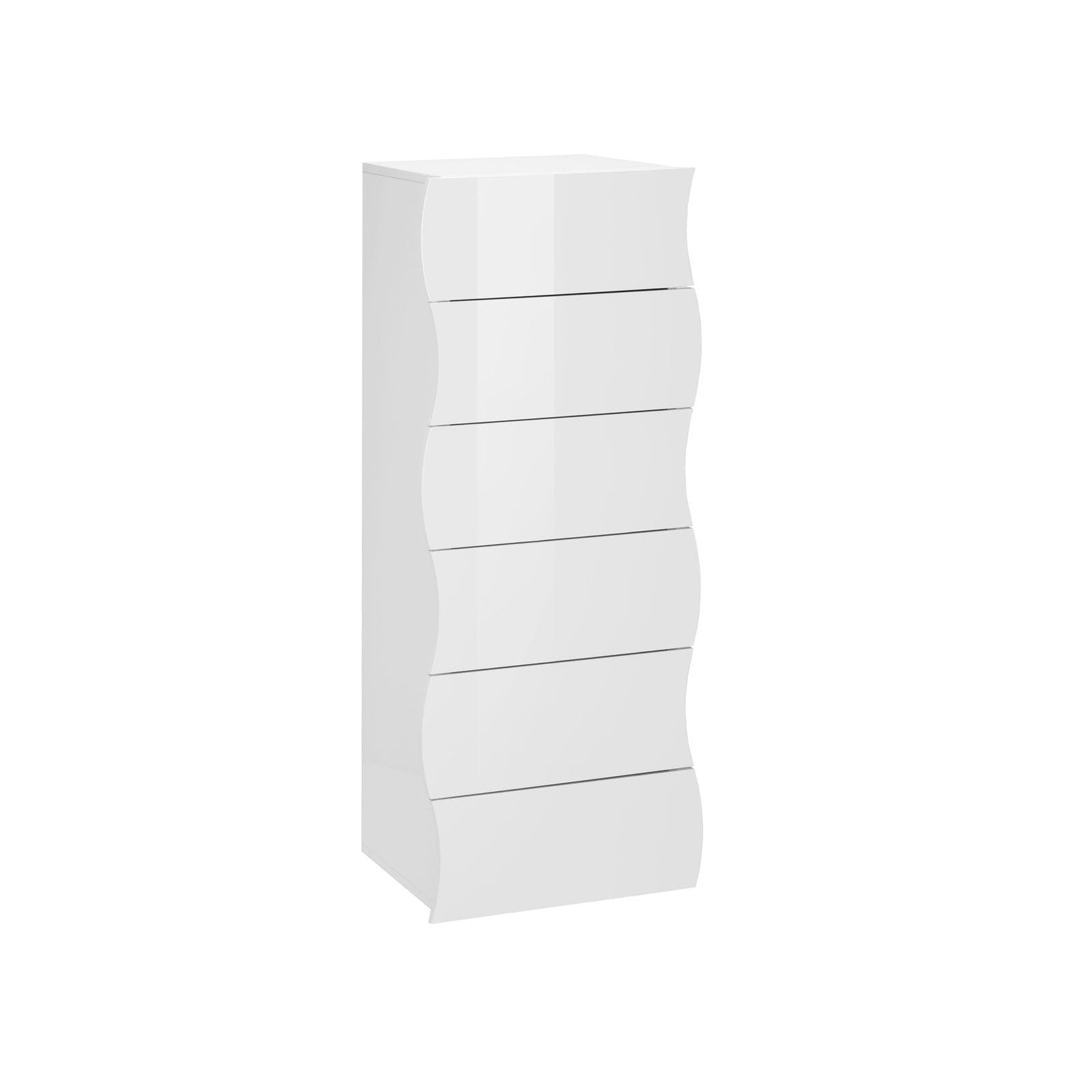 Cassettiera 50x121h cm con 6 cassetti in legno bianco lucido - Moss
