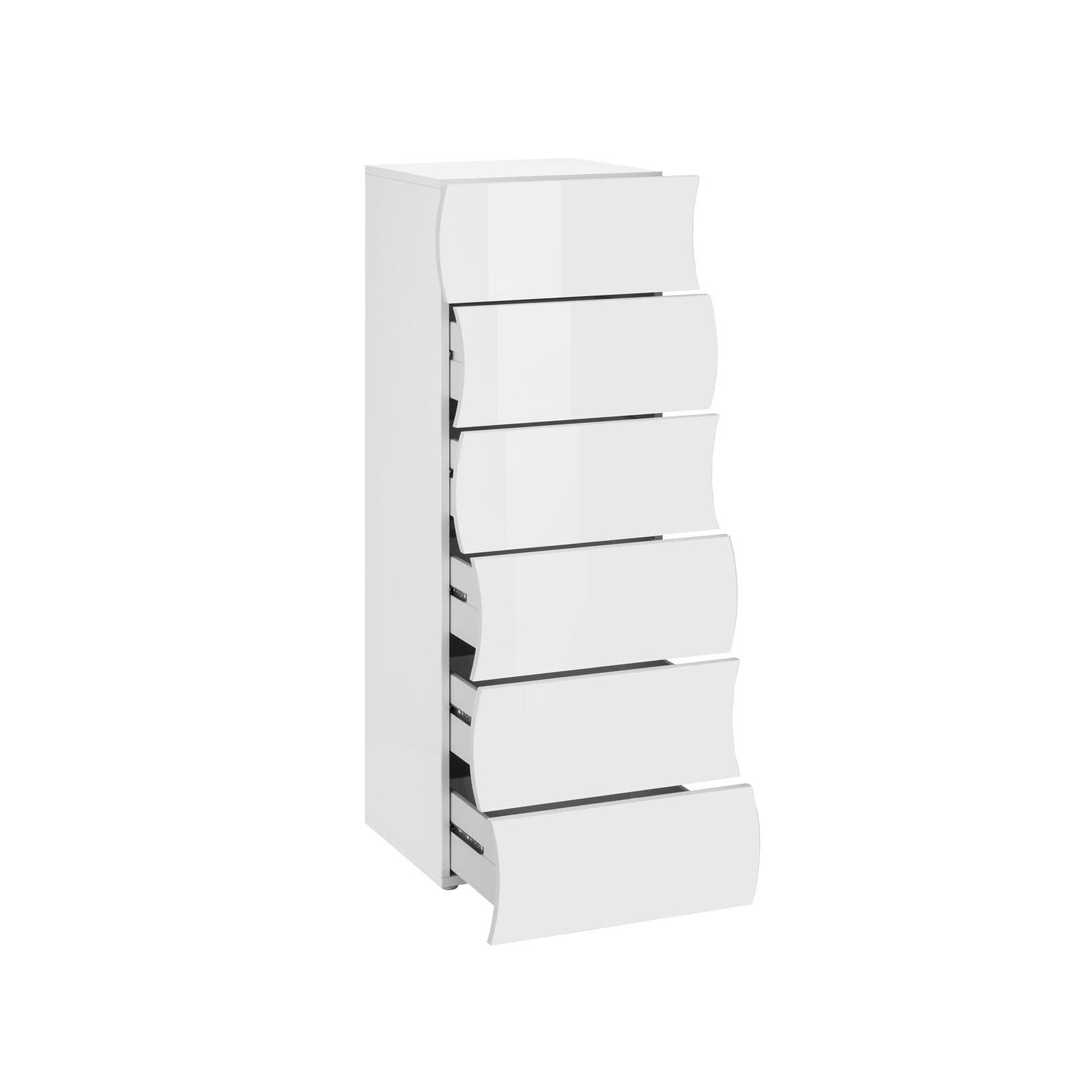 Cassettiera 50x121h cm con 6 cassetti in legno bianco lucido - Moss