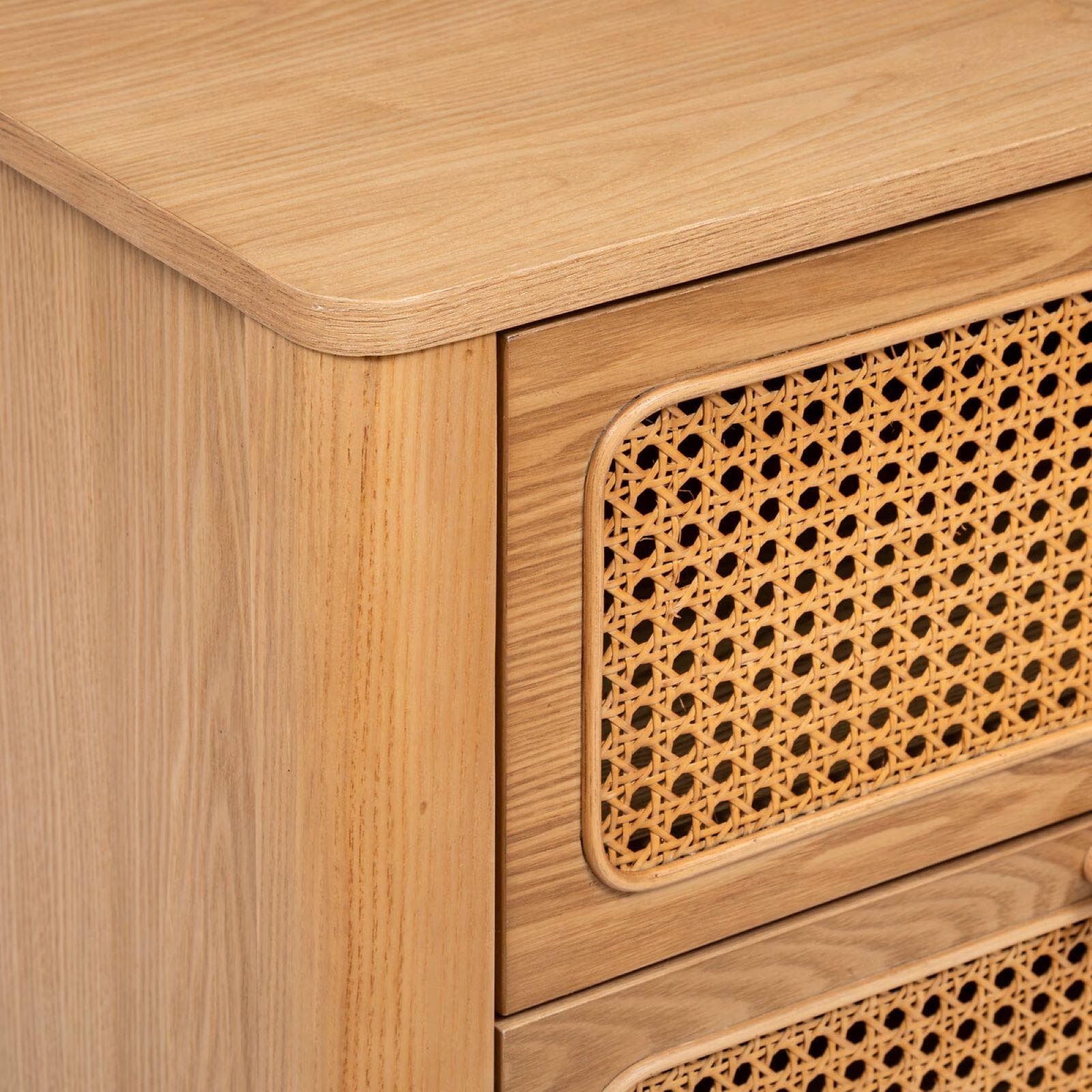 Cassettiera 55x103h cm in legno naturale e paglia di Vienna con 4 cassetti - Toronto