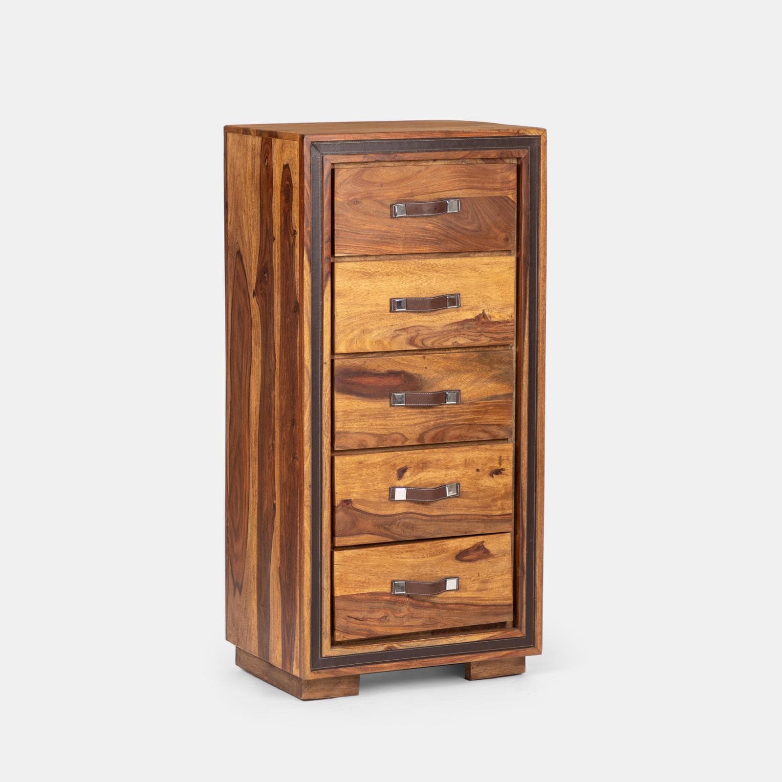 Cassettiera 60x126h cm in legno con 5 cassetti - Freia Sheesham