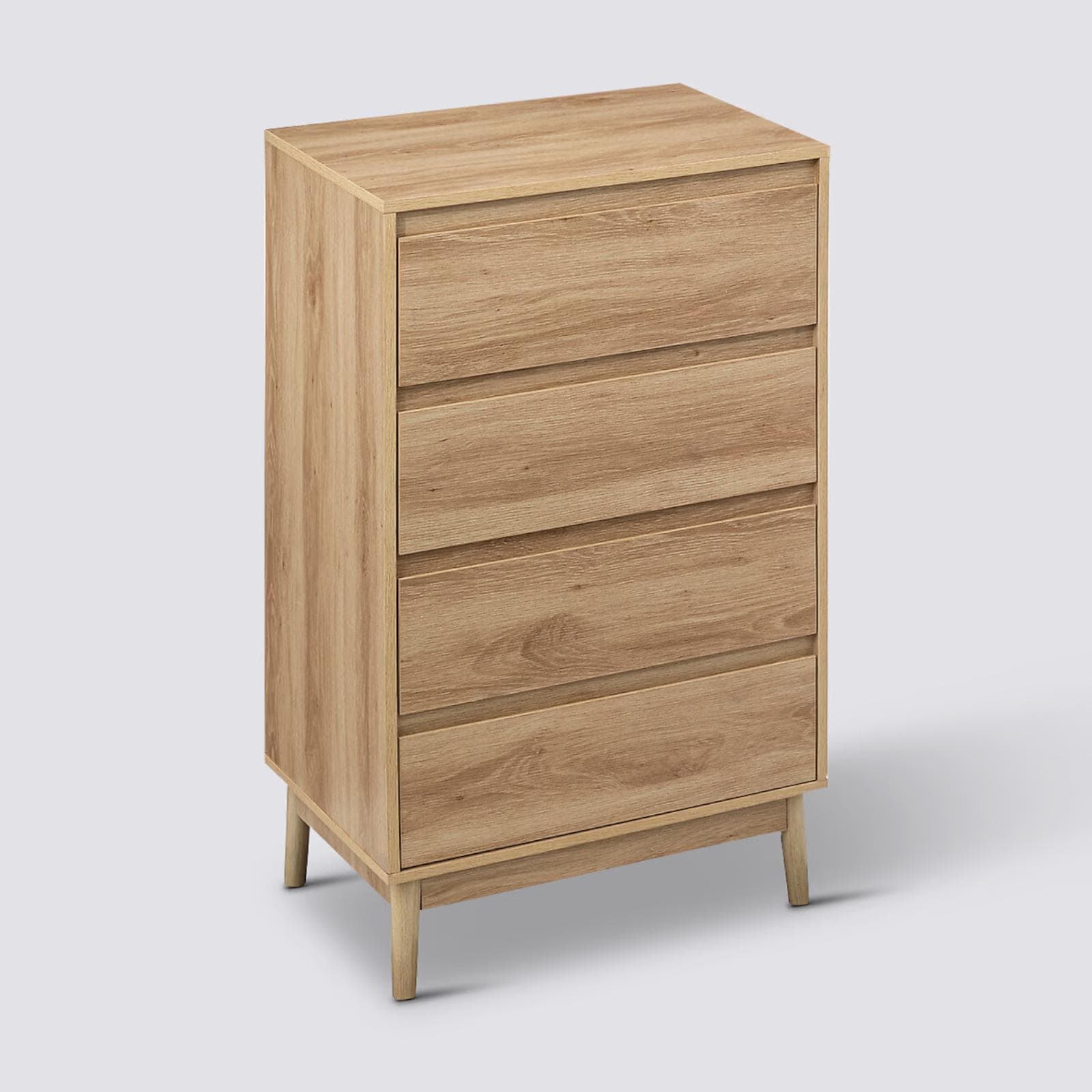 Cassettiera 60x40 cm in legno effetto rovere naturale con 4 cassetti soft close - Nathur