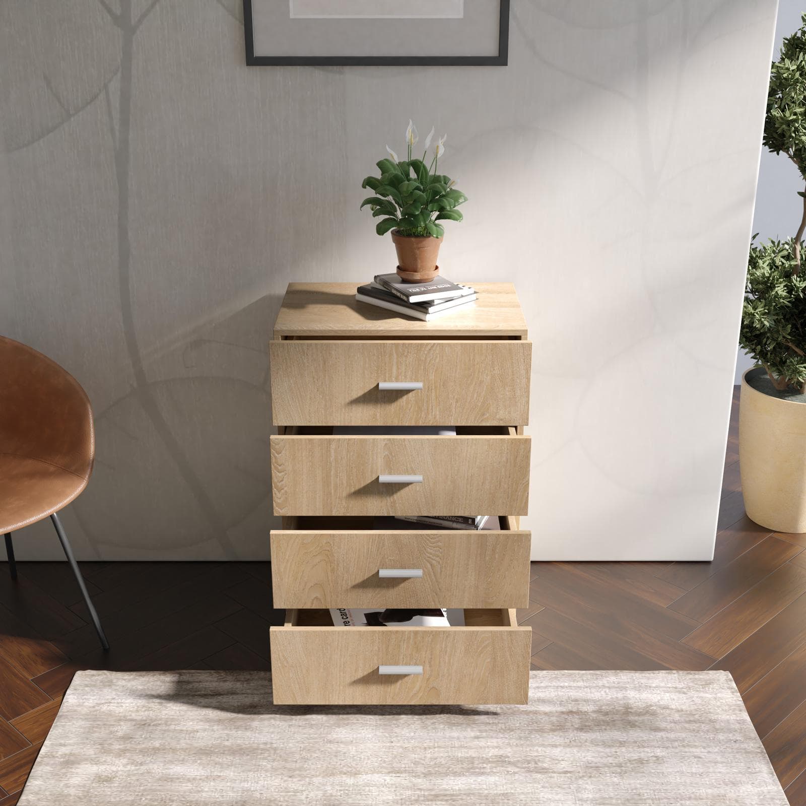 Cassettiera 60x88h cm con 4 cassetti effetto rovere - Iceberg