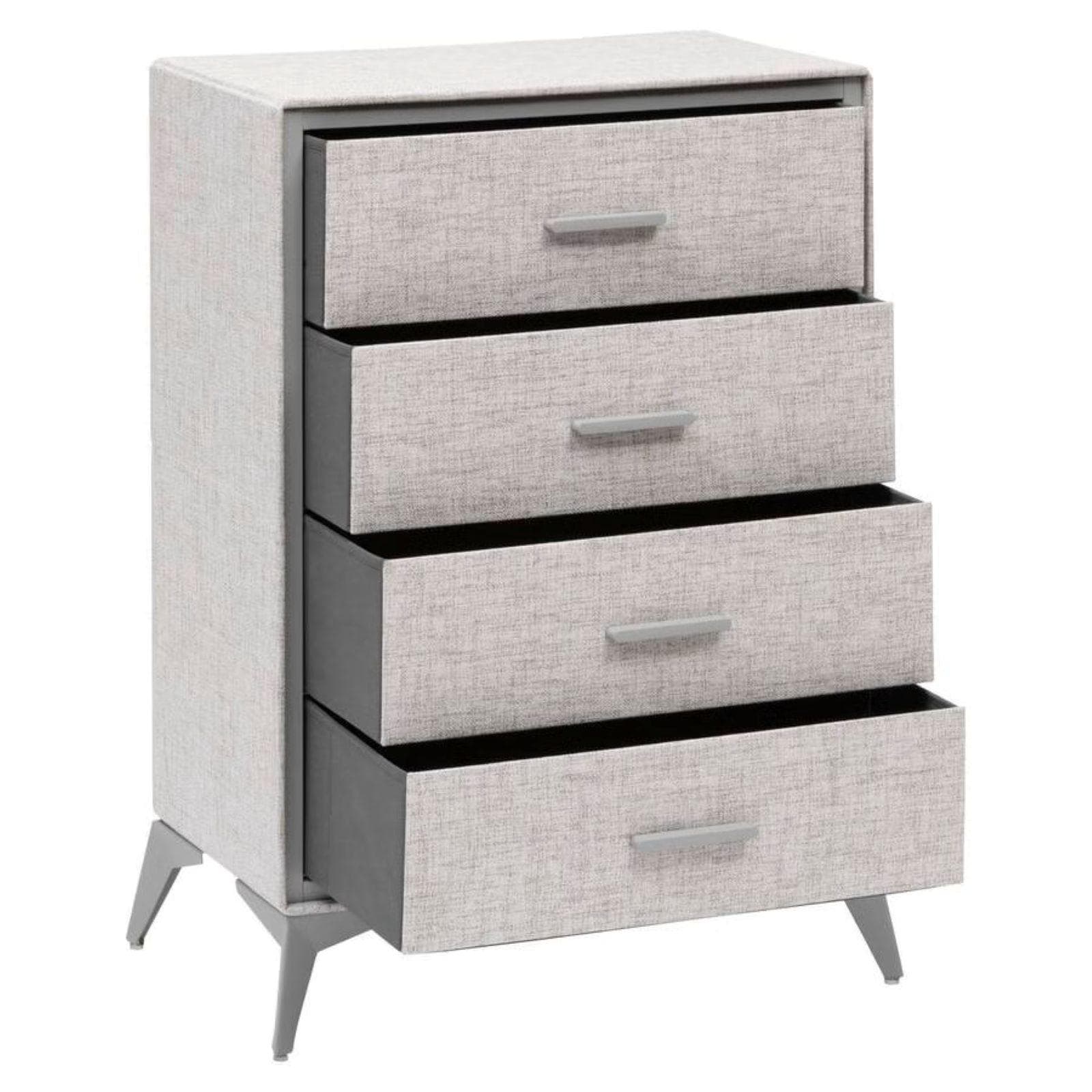 Cassettiera 64x91h cm in acciaio e tessuto grigio con 5 cassetti - Ignite