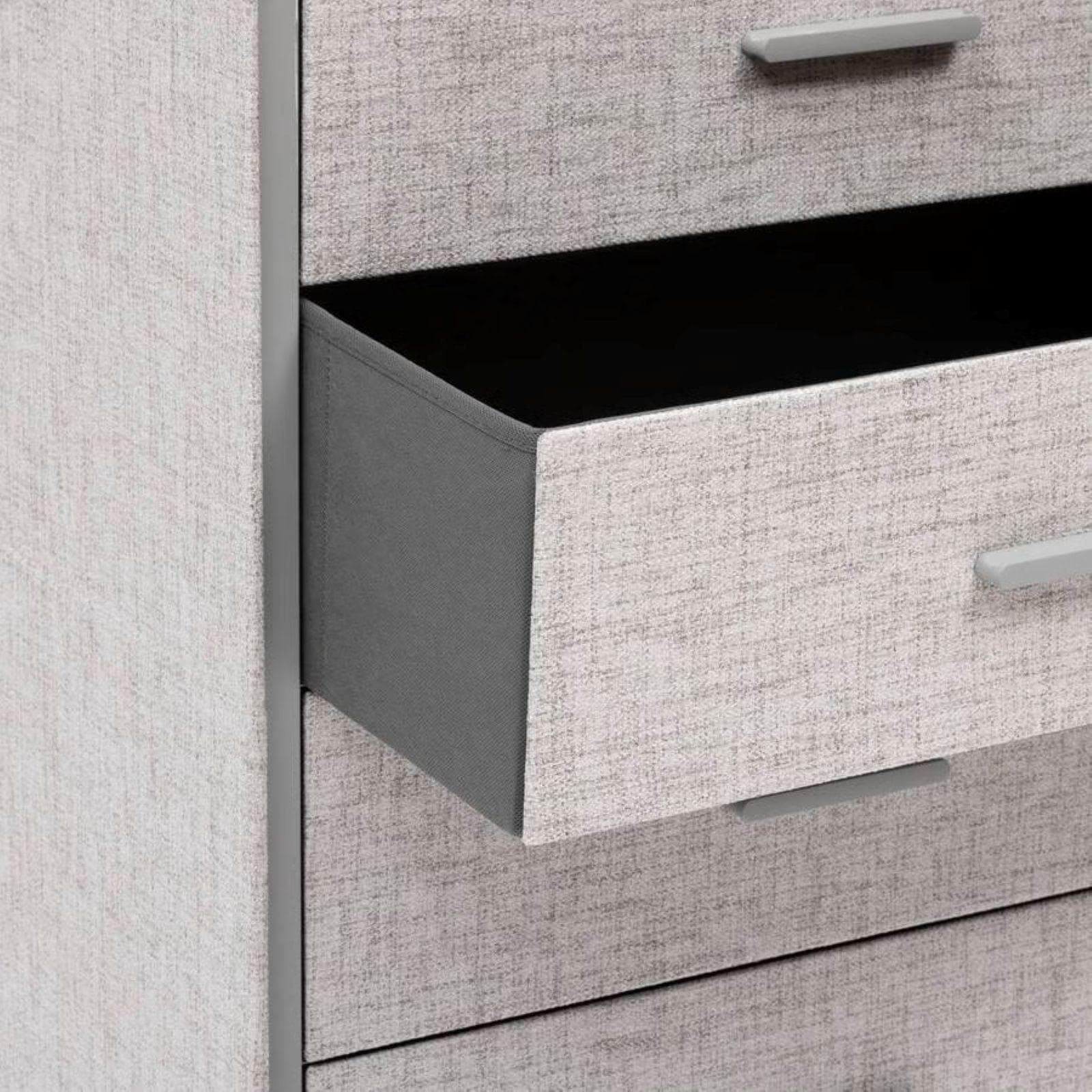 Cassettiera 64x91h cm in acciaio e tessuto grigio con 5 cassetti - Ignite