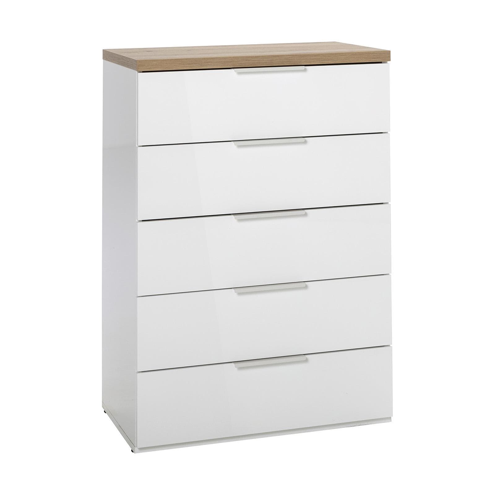 Cassettiera 69x102h cm in legno bianco lucido e rovere artisan - Boras night
